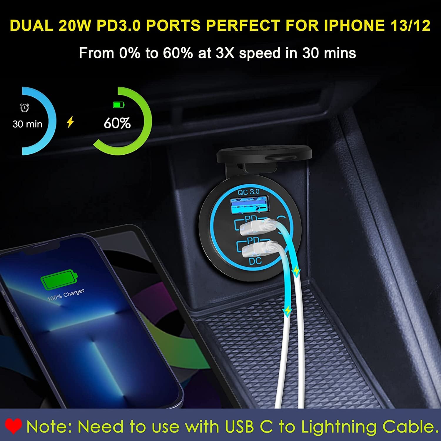 12V USB Outlet USB C Car Charger Socket – Newest 58W Lengthened RV USB Outlet 12V Socket Dual 20W PD3.0 USB-C and 18W QC3.0 Car USB Port with Button Power Switch for Car Boat Marine RV Motorcycle  Shenzhen GSG Technology Co.Ltd   
