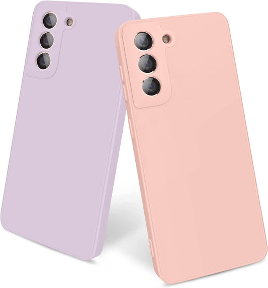 Vanjua [2 Pack] Cases for Samsung Galaxy S21 Case, Slim Full-Body Stylish Silicone Protective Cover for Galaxy S21 5G 6.2 Inch Phone Case (Pink+Violet)  Vanjua   