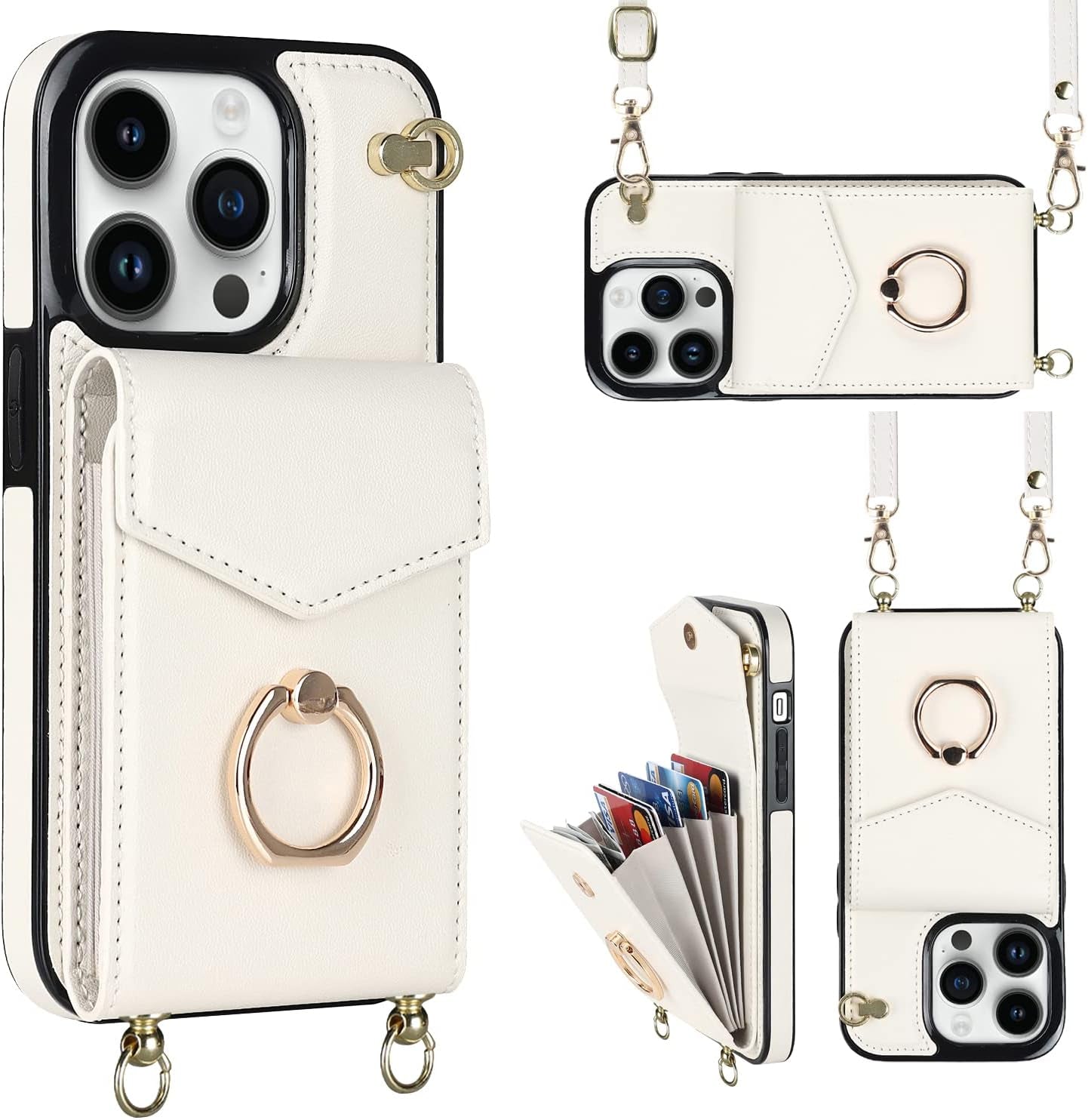 YYTVN for Iphone 12/Iphone 12 Pro Case 6.1 Inch, Minimalist Wallet Case with Ring Kickstand and Shoulder Strap, Shockproof Stylish Protective Cover for Iphone 12/Iphone 12 Pro -Red  YYKeji White Iphone 12 Pro Max 