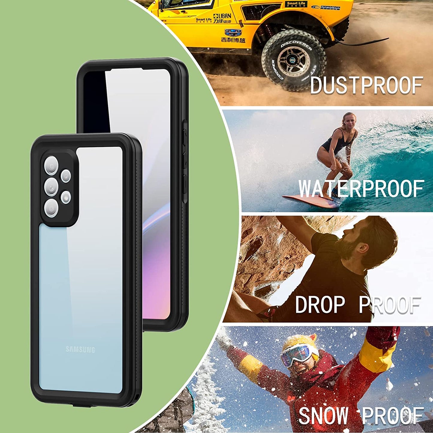 Hllhunkhe for Samsung Galaxy A53 5G Waterproof Case with Built-In Screen Protector - Rugged Full Body Underwater Dustproof Shockproof Drop Proof Protective Cover for Samsung Galaxy A53 5G (Black)  Hllhunkhe   