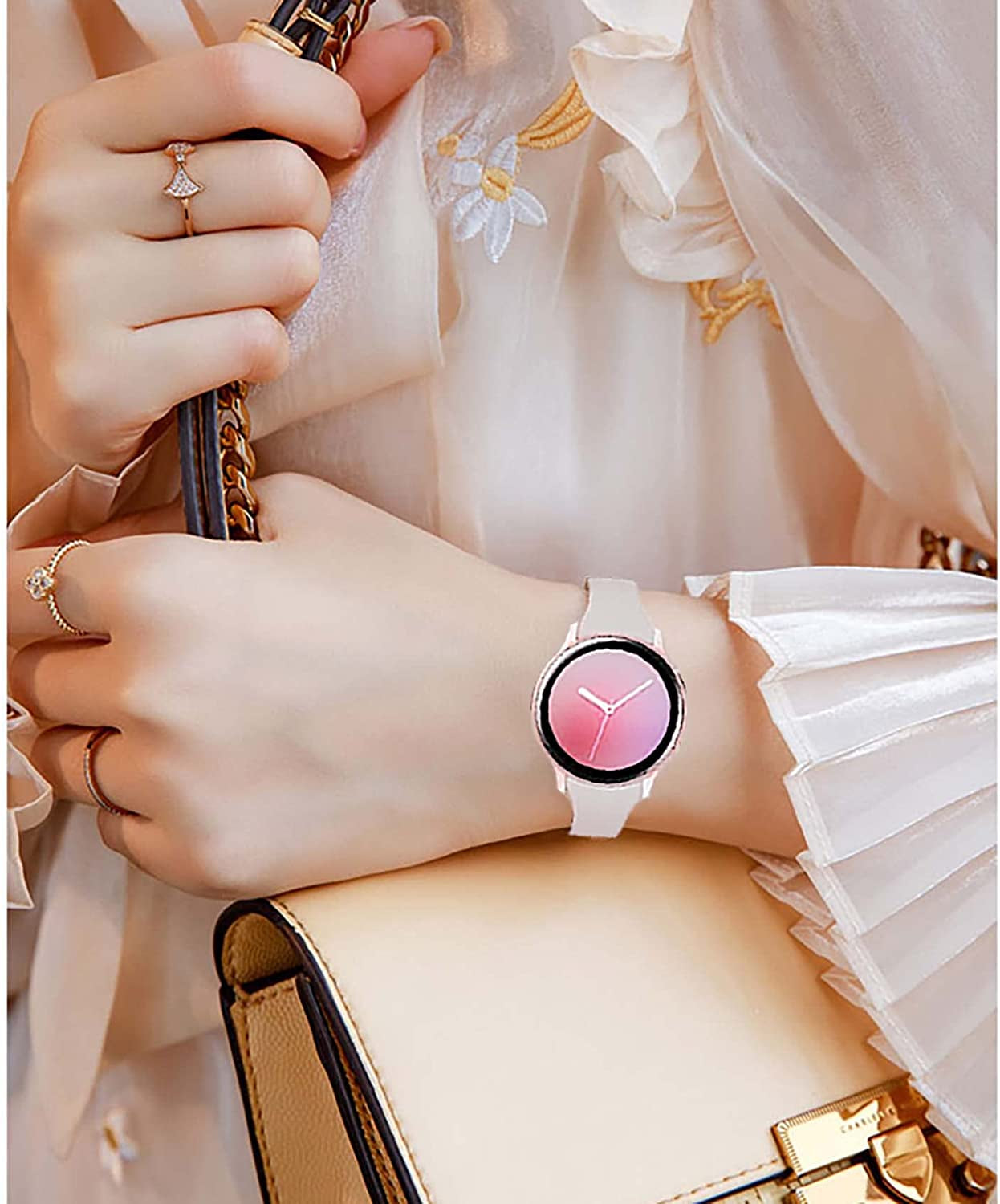 4 Pack Bands Compatible with Samsung Galaxy Watch 4 /Galaxy Watch 5 40Mm 44Mm/ Galaxy Watch 4 Classic /Galaxy Watch 5 Pro 45Mm/ Galaxy Active 2 40Mm 44Mm, 20Mm Soft Slim Silicone Sport Straps for Women Men (Small, Black/Navy Blue/Pine Green/Plum)  Suremita   