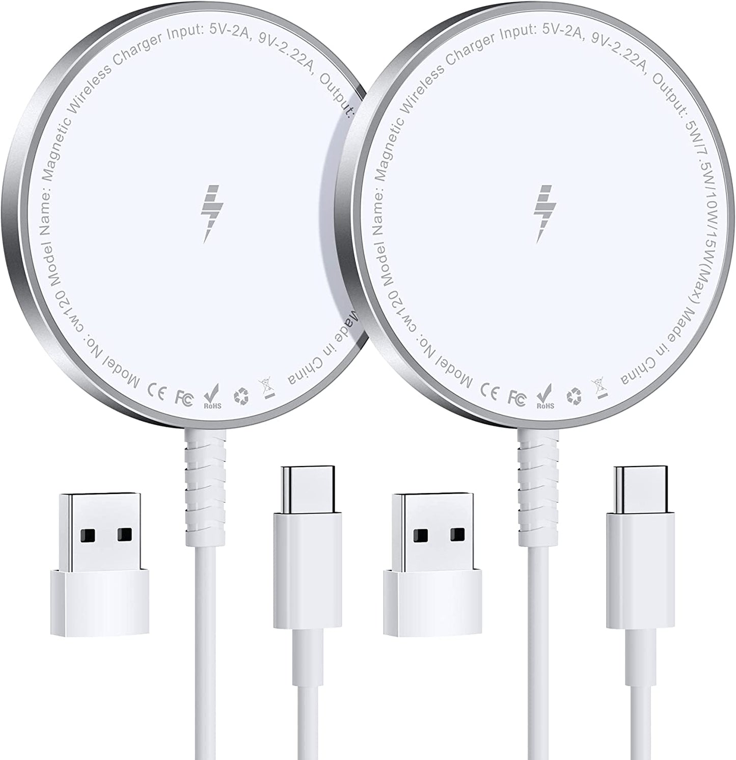 Magnetic Wireless Charger for Iphone: Magsafe Charger Fast Charging Pad 2 Pack for Iphone 14 13 12 Pro Max plus & Airpods 2 3 Pro (No Adapter)  Shenzhen USV Technology Co.,Ltd   