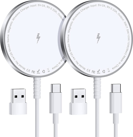 Magnetic Wireless Charger for Iphone: Magsafe Charger Fast Charging Pad 2 Pack for Iphone 14 13 12 Pro Max plus & Airpods 2 3 Pro (No Adapter)  Shenzhen USV Technology Co.,Ltd   