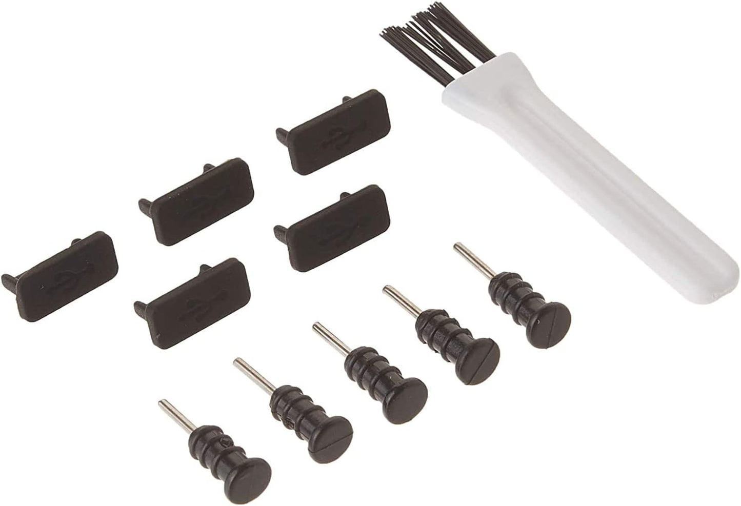 Portplugs Usb-C anti Dust Plugs (5 Pairs) Premium Silicone Plugs, Compatible Samsung Galaxy S22, S21, S20, Ultra, plus S10, S9, S8, Note, All Type C Smartphones Includes Headset, Sim Tool, Brush Black  PortPlugs   