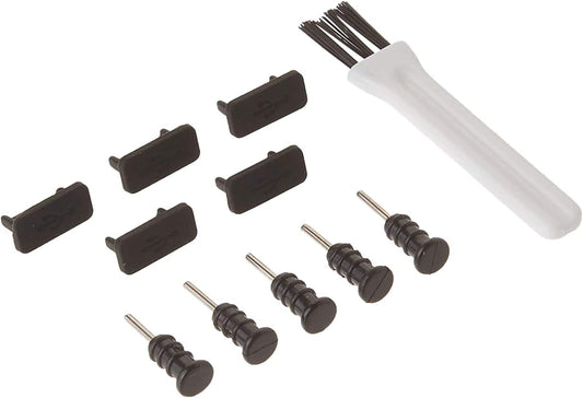 Portplugs Usb-C anti Dust Plugs (5 Pairs) Premium Silicone Plugs, Compatible Samsung Galaxy S22, S21, S20, Ultra, plus S10, S9, S8, Note, All Type C Smartphones Includes Headset, Sim Tool, Brush Black  PortPlugs   