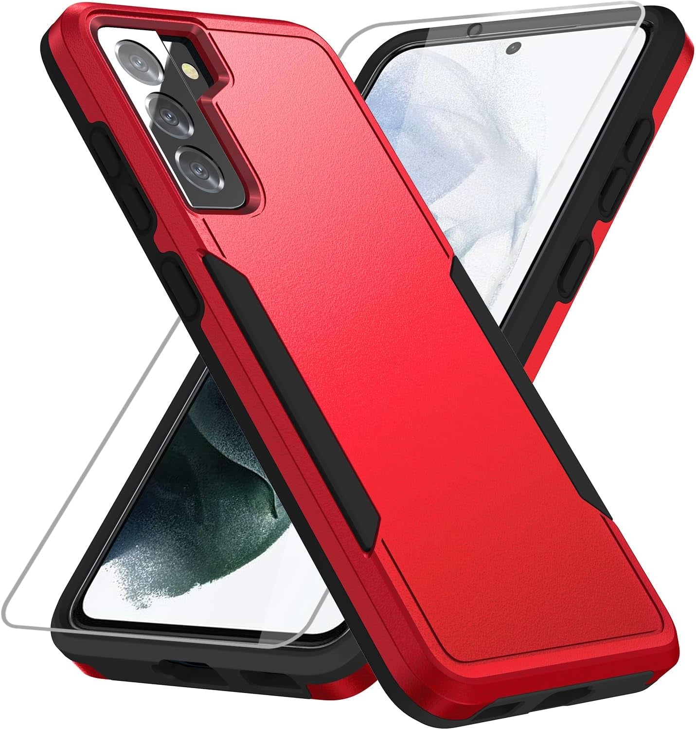 For Samsung Galaxy S21 plus Case, Galaxy S21 plus Case with HD Screen Protector [Military Grade Drop Tested] Heavy-Duty Tough Rugged Shockproof Protective Case for Samsung S21 Plus, Red  BOYOSS   