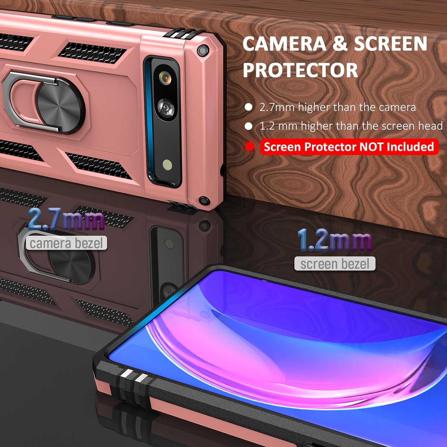 ADDIT Phone Case for Google Pixel 7A Case Pixel 7A Pink Case for Women Girl,With Kickstand Magnetic Ring Holder,Heavy Duty Protective Cover for Google Pixel 7A Rose Gold  ADDIT   