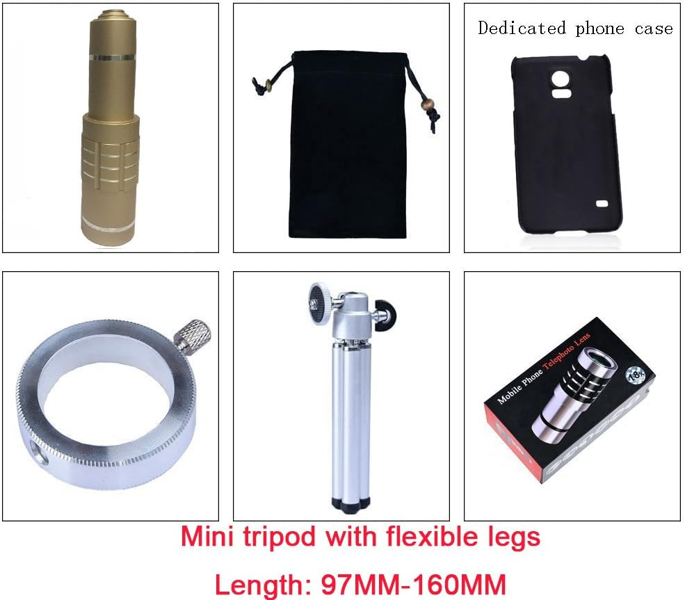 Youniker Optical Camera Lens Kit for Iphone 7,18X Manual Focus Telephoto Lens for Iphone 7,Including 18X Aluminum Zoom Telescope Camera Lens with Tripod + Iphone7 Case  Youniker   