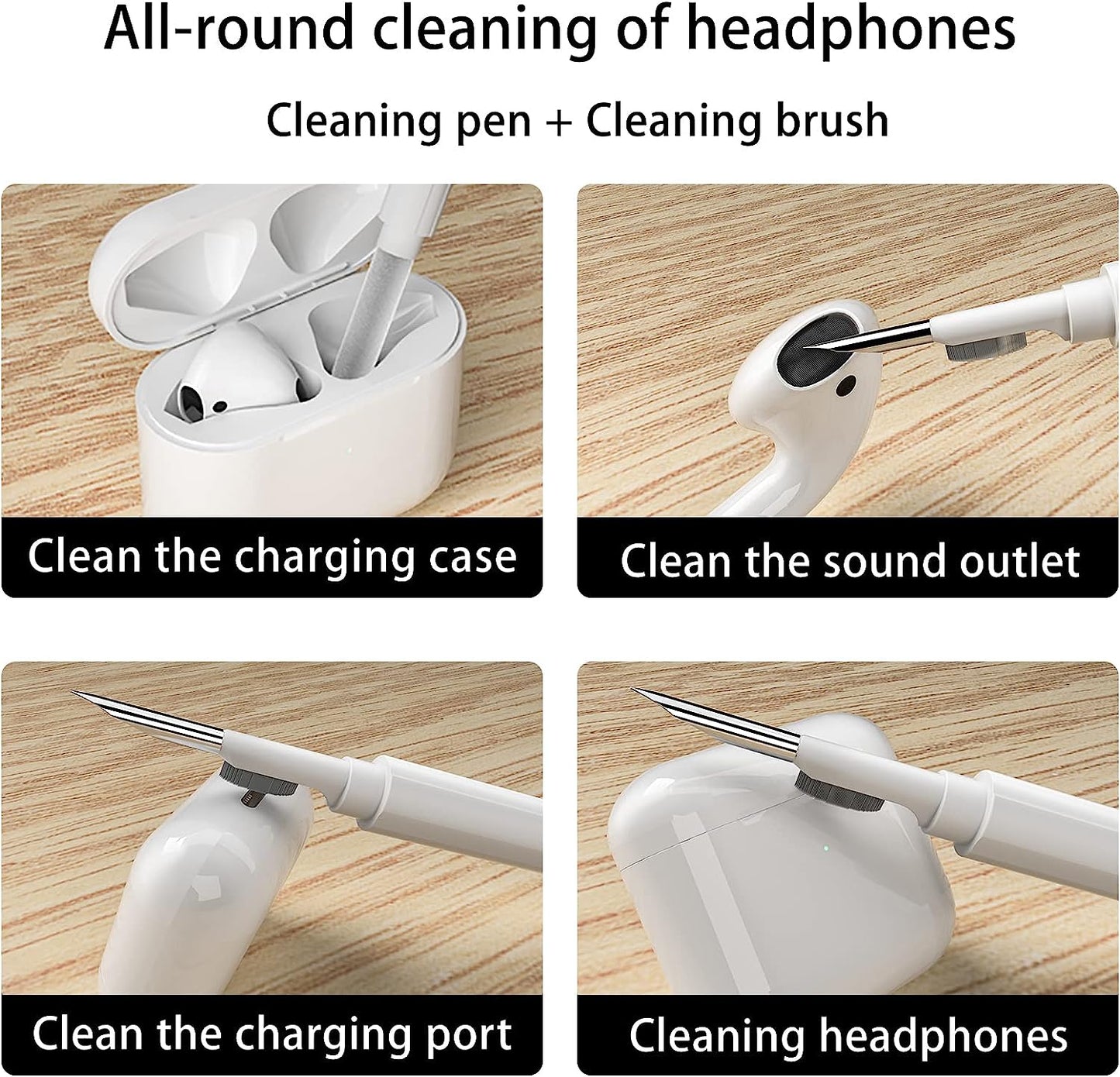 Earphone Keyboard Phone Cleaner Kit for Airpods Pro Macbook Iphone Ipod Camera,With Cleaning Pen and Cleaning Brush,Portable Multipurpose Cleaning Kit(Black)  Fuxless   