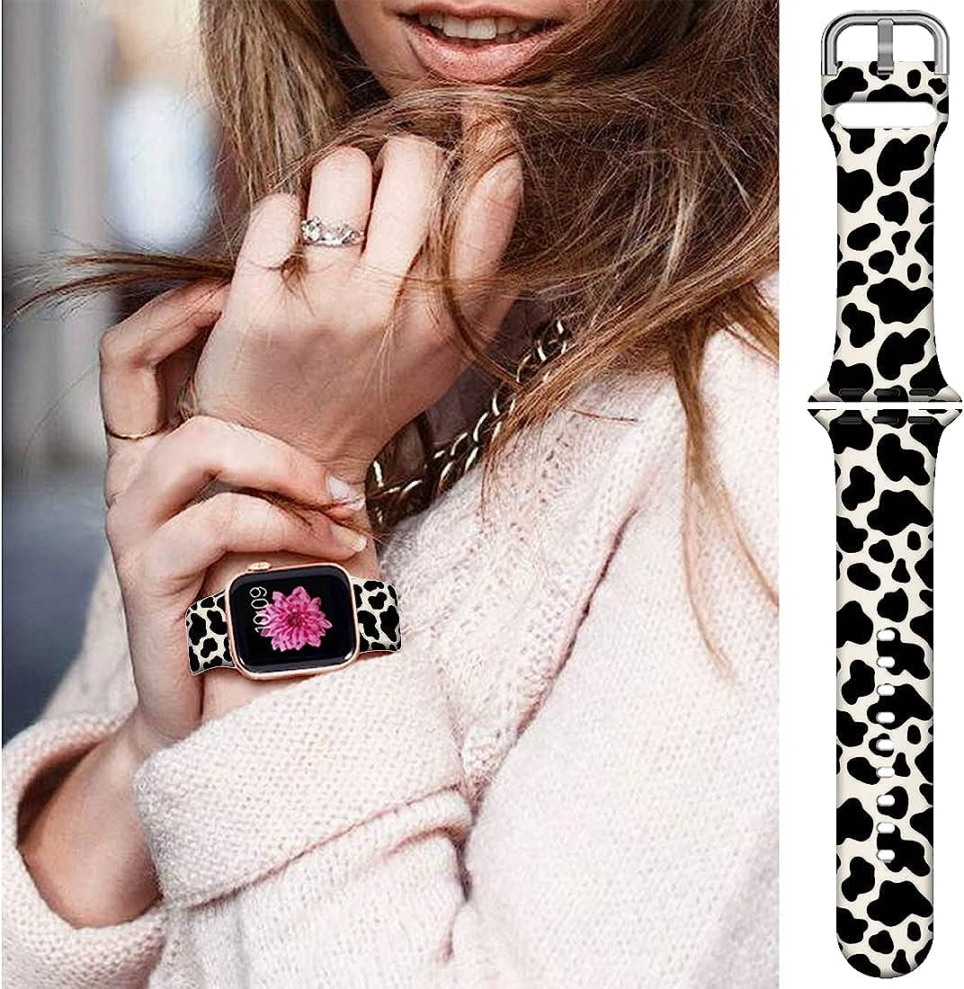 LAACO Silicone Sport Bands Compatible with Apple Watch 49Mm 45Mm 44Mm 42Mm 41Mm 40Mm 38Mm for Women Men Girls, Floral Design Replacment Strap for Iwatch SE Utral/Series 8/7/6/5/4/3/2/1  LAACO   