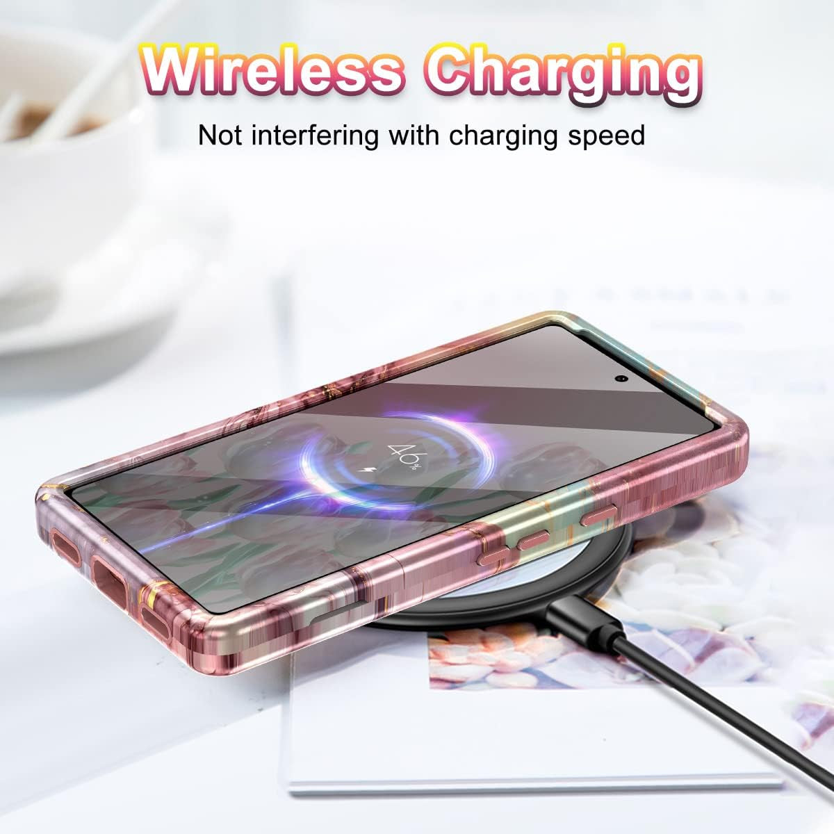 Btscase for Google Pixel 7A Case, [5 in 1] with 2 Pack Screen Protector + 2 Pack Camera Lens Protector, Marble Pattern Full Body Three Layer Rugged Shockproof Protective Cover (2023), Rose Gold  Btscase   