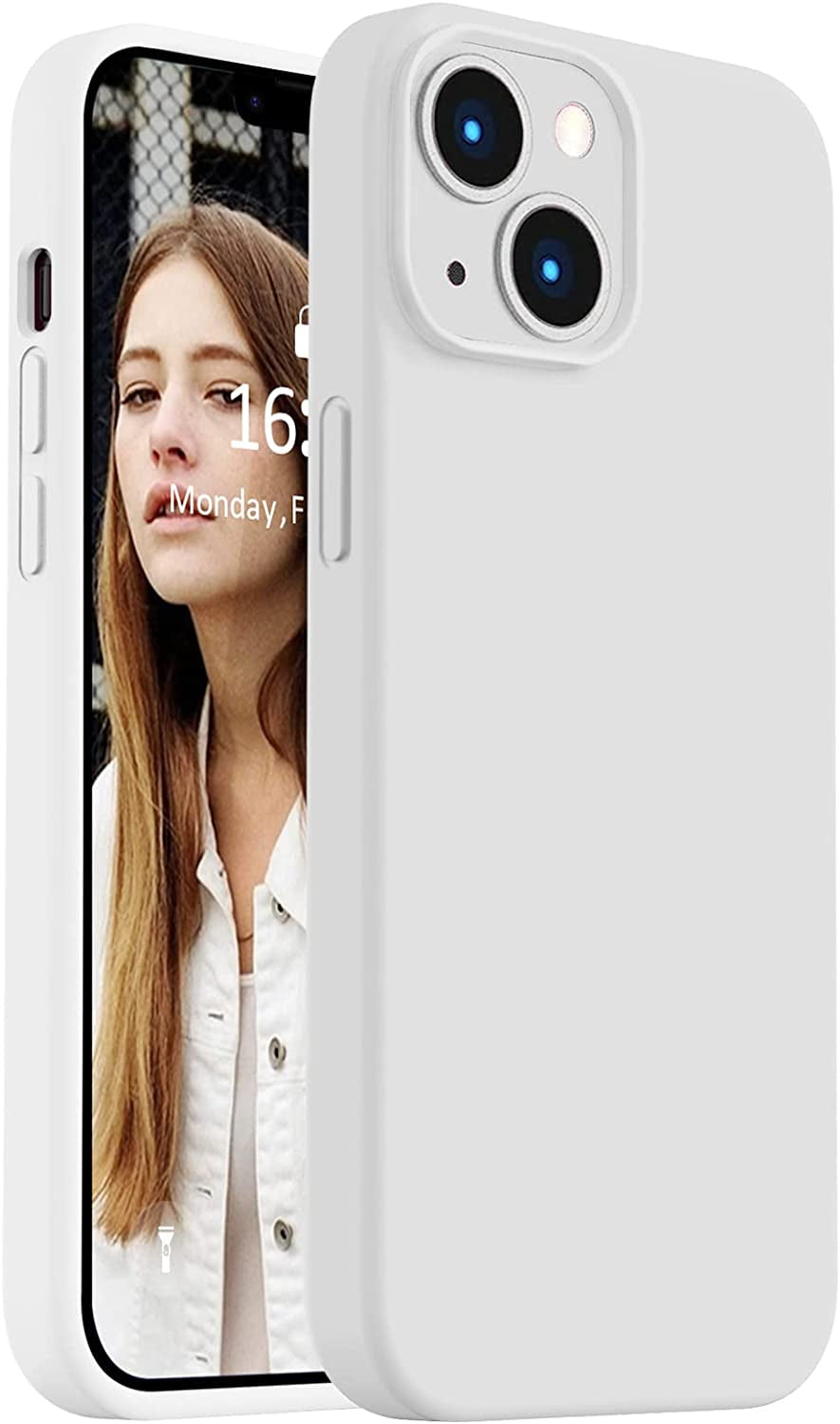 Vooii Compatible with Iphone 14 Case,[Silky Touch Premium Liquid Silicone] [Soft Anti-Scratch Microfiber Lining], Ultra Slim Shockproof Protective Case for Iphone 14 - Black  Vooii White  