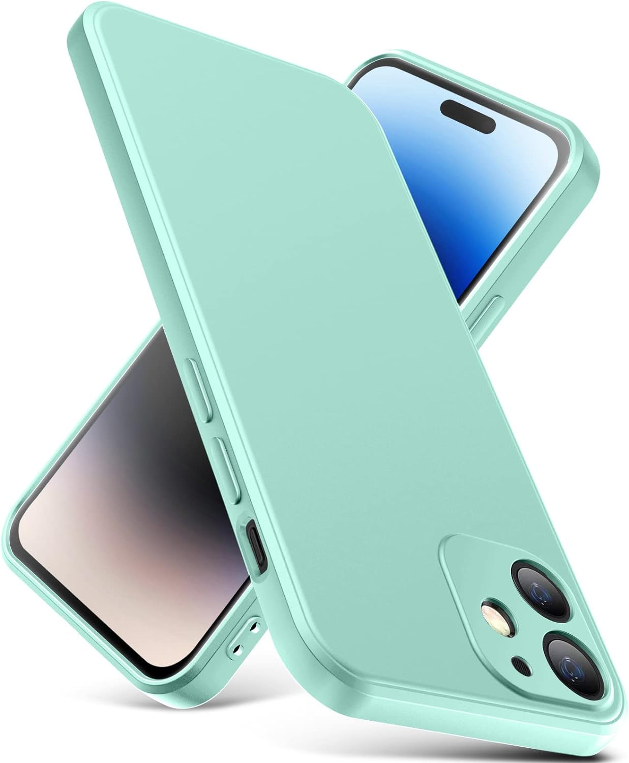 YSLBWLE for Iphone 12 Mini Case, Thin Liquid Silicone Case,Shockproof,Slim Thin Phone Case for Iphone 12 Mini,Full Body Screen Camera Protective Cover-Beige White+Purple 9-Ip12Mini-01  YSLBWLE Sea Blue Iphone 12 Mini 