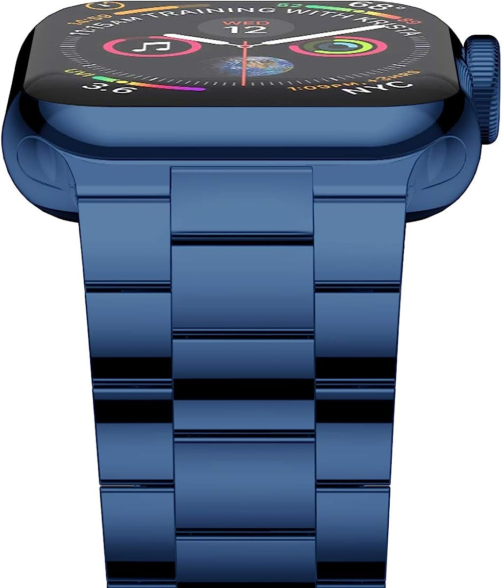 Iiteeology Compatible with Apple Watch Band 42Mm 44Mm 45Mm 49Mm 38Mm 40Mm 41Mm, Upgraded Solid Business Stainless Steel Band for Apple Iwatch Ultra SE Series 8 7 6 5 4  iiteeology Blue 49mm/45mm/44mm/42mm 