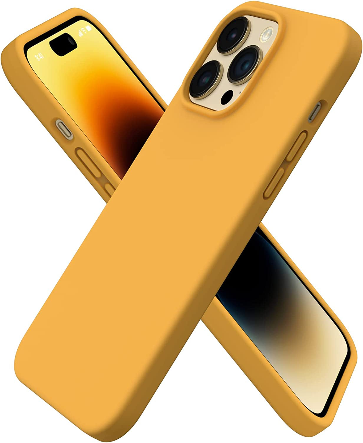 ORNARTO Compatible with Iphone 14 Pro Max Case 6.7, Slim Liquid Silicone 3 Layers Full Covered Soft Gel Rubber Phone Case Protective Cover with Microfiber Lining 6.7 Inch-Baby Yellow  ORNARTO Sunflower Yellow  