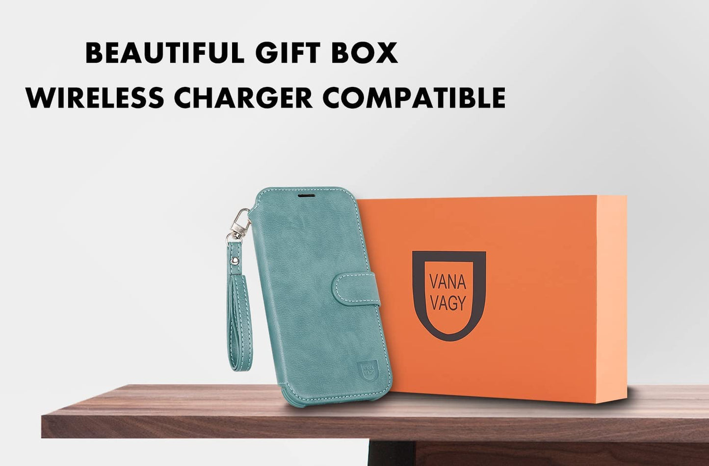 VANAVAGY Iphone 13 Mini Wallet Case Magsafe,Leather Flip Folio Phone Cover Supports Magsafe and Wireless Charging with RFID Block Card Holder and Wrist Strap,Forest Green  VANAVAGY   