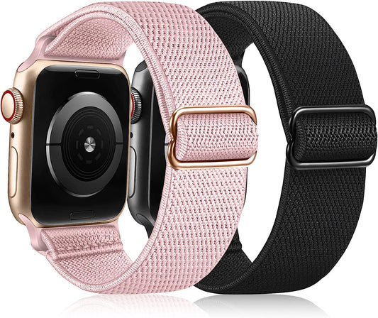 Fintie 2 Pack Stretchy Nylon Solo Loop Bands Compatible with Apple Watch 38Mm 40Mm 41Mm Iwatch Ultra SE2 SE Series 8 7 6 5 4 3 2 1, Adjustable Elastic Band Replacement Wristband Strap  Fintie   