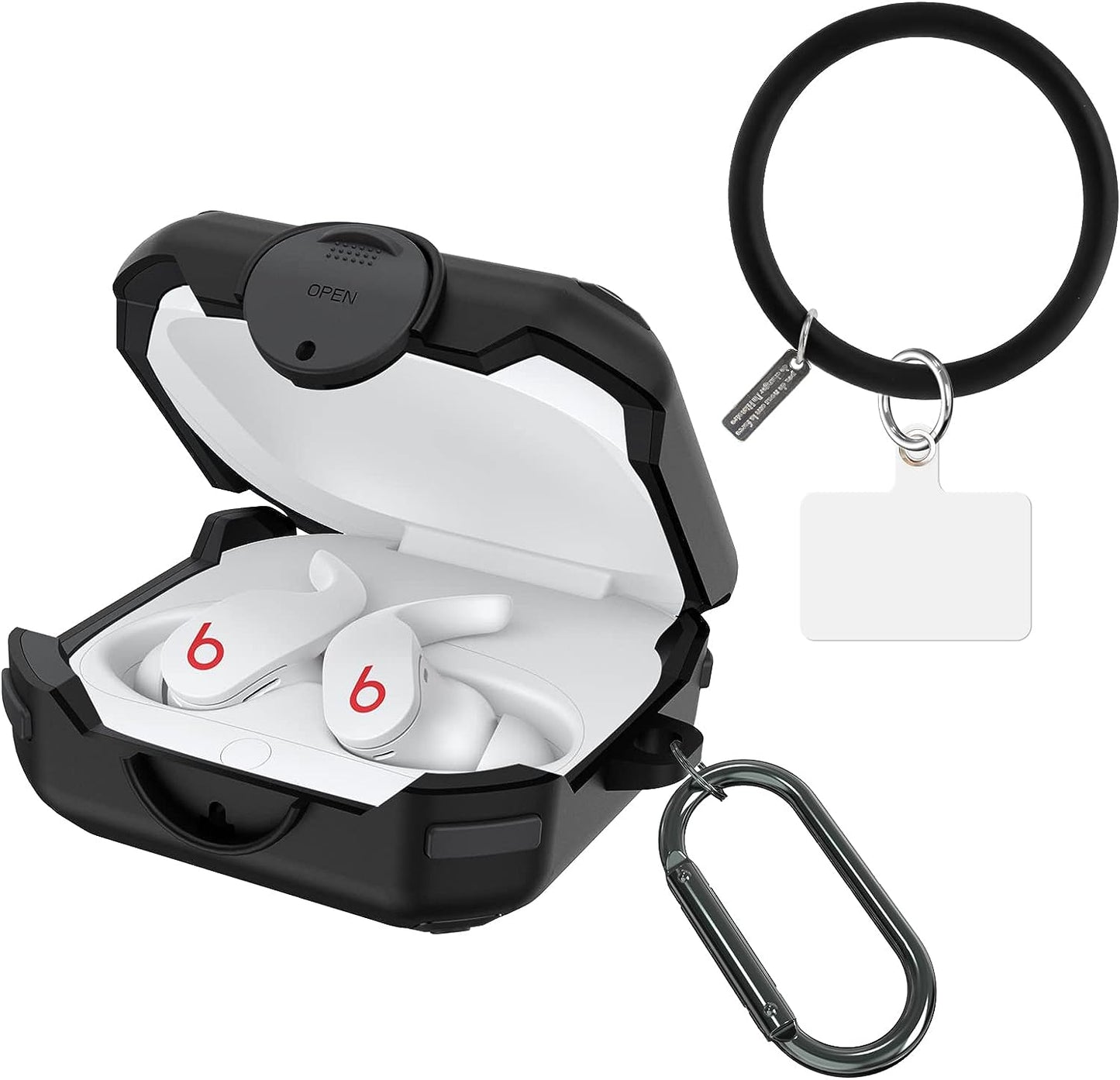 AIBEAMER Beats Fit Pro Case Cover [Secure Lock], Protector Compatible with Beats Fit Pro 2021 with Switch Lock/Keychain/Silicone Anti-Drop Bracelet (Red)  AIBEAMER Black  