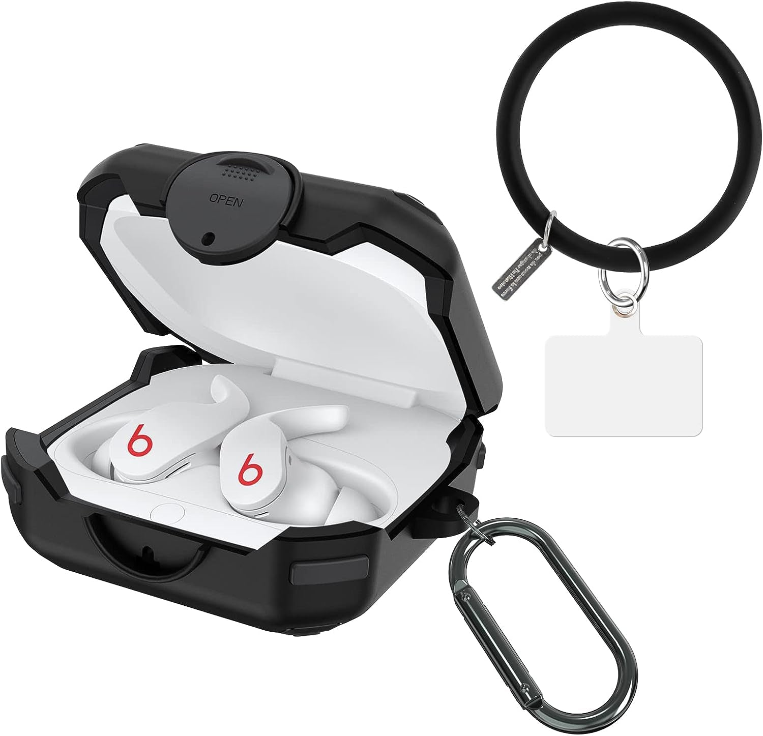 AIBEAMER Beats Fit Pro Case Cover [Secure Lock], Protector Compatible with Beats Fit Pro 2021 with Switch Lock/Keychain/Silicone Anti-Drop Bracelet (Red)  AIBEAMER Black  