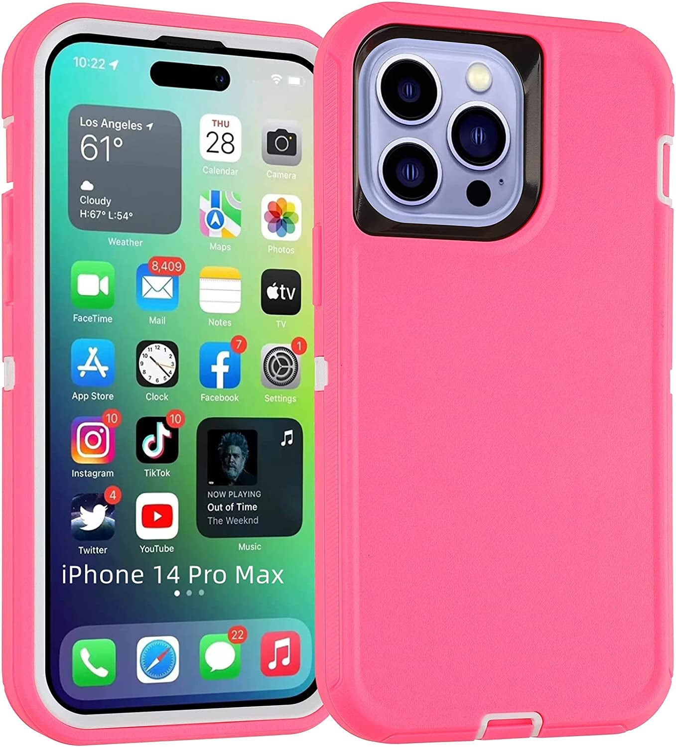 Compatible with Iphone 14 Pro Max Case Heavy Duty Protective Phone Case,Military Grade Full Body Protection Shockproof/Drop Proof Durable Phone Cover for Apple Iphone 14 Pro Max 6.7"  droperprote Pink/White iPhone 14 Pro Max 