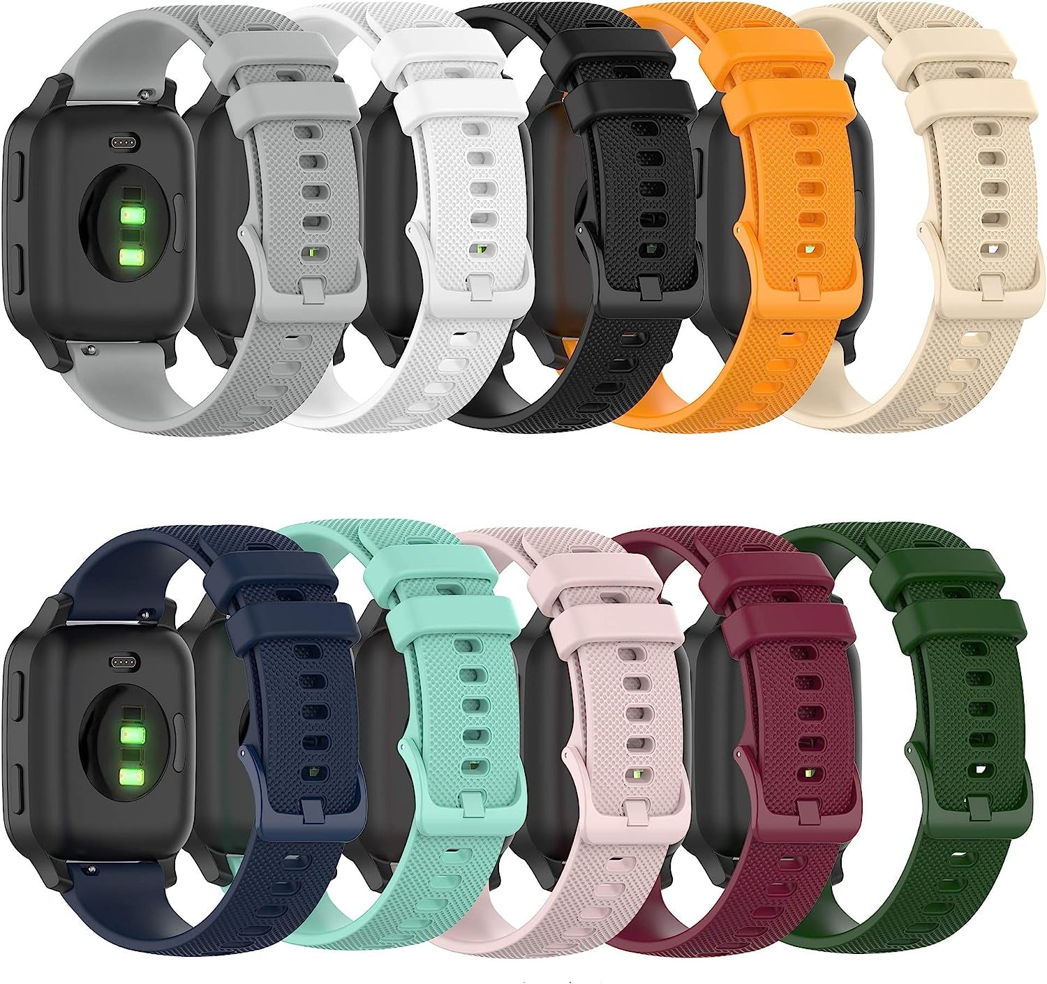 Fitturn Soft Colorful Silicone Watch Band Straps Compatible with Garmin Venu Sq Watch Replacement Quick Release Watch Bands Sport Strap Compatible with Garmin Venu Sq Smartwatch  FitTurn TenColors  