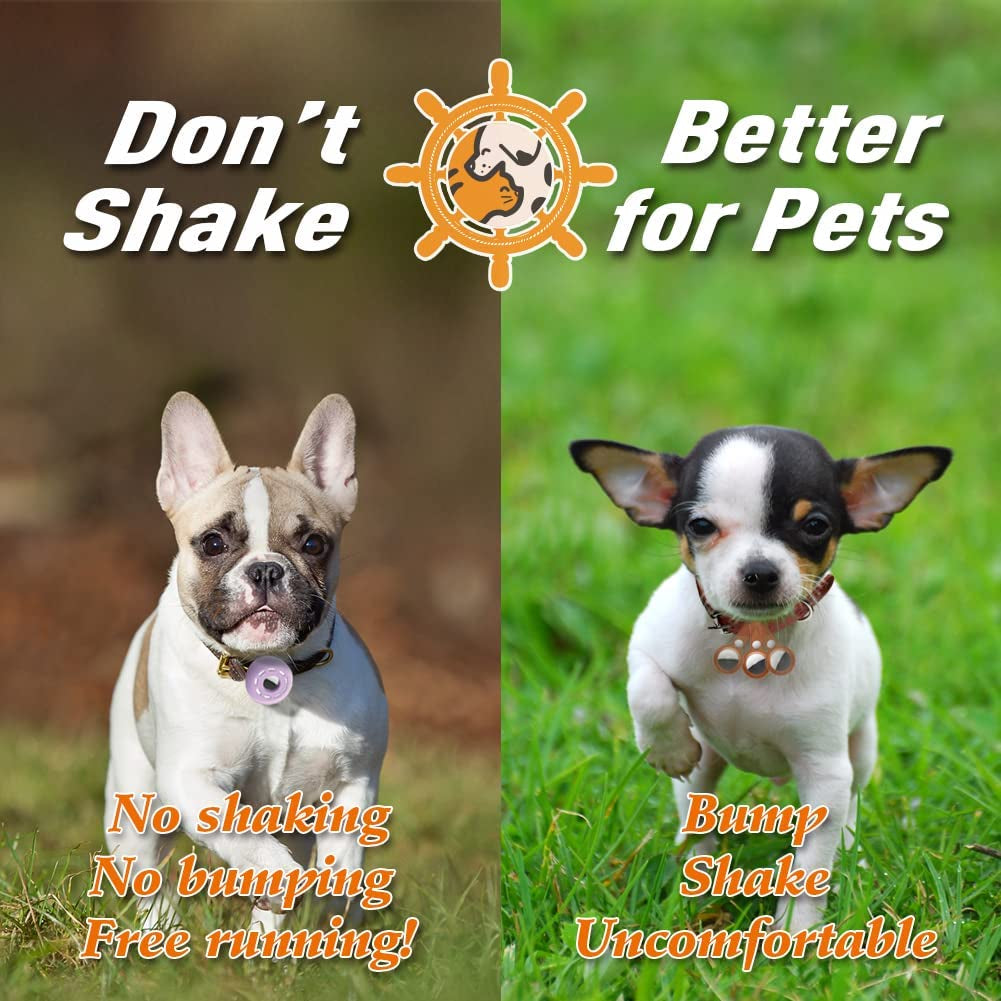 Petrudder Airtag Dog Collar Holder, [2 Pack] Silicone Cat Collar Case for Apple Airtag, Durable Anti-Lost Airtag Holder Compatable with Pet Collars (C Pink+Purple)  Petrudder   