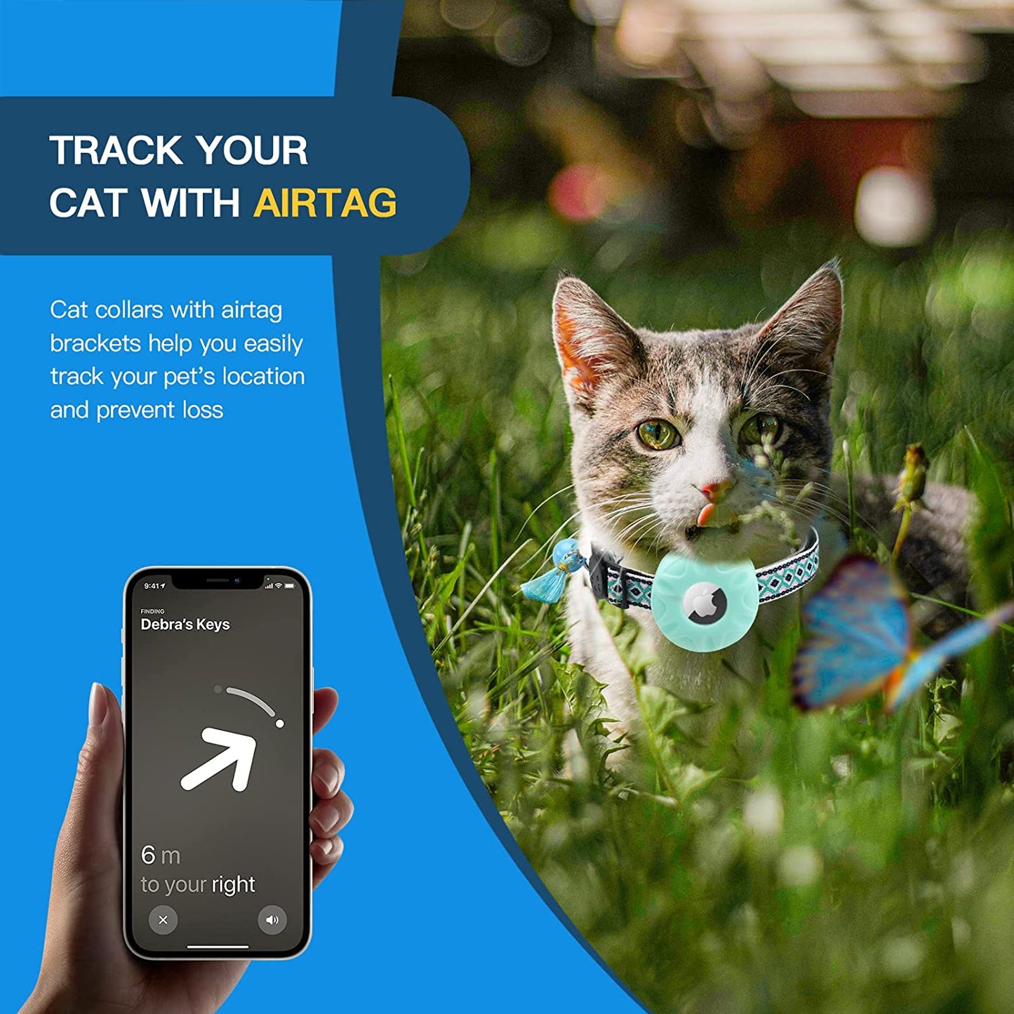 Airtag Cat Collar,Daboqed Kitten Collar Adjustable Breakaway Collar with Safety Buckle and Silicone Airtag Holder Case Compatible with Airtag Pet Collar for Female Girl Cats Male Boy Cats(Mint Green)  DaboQed   