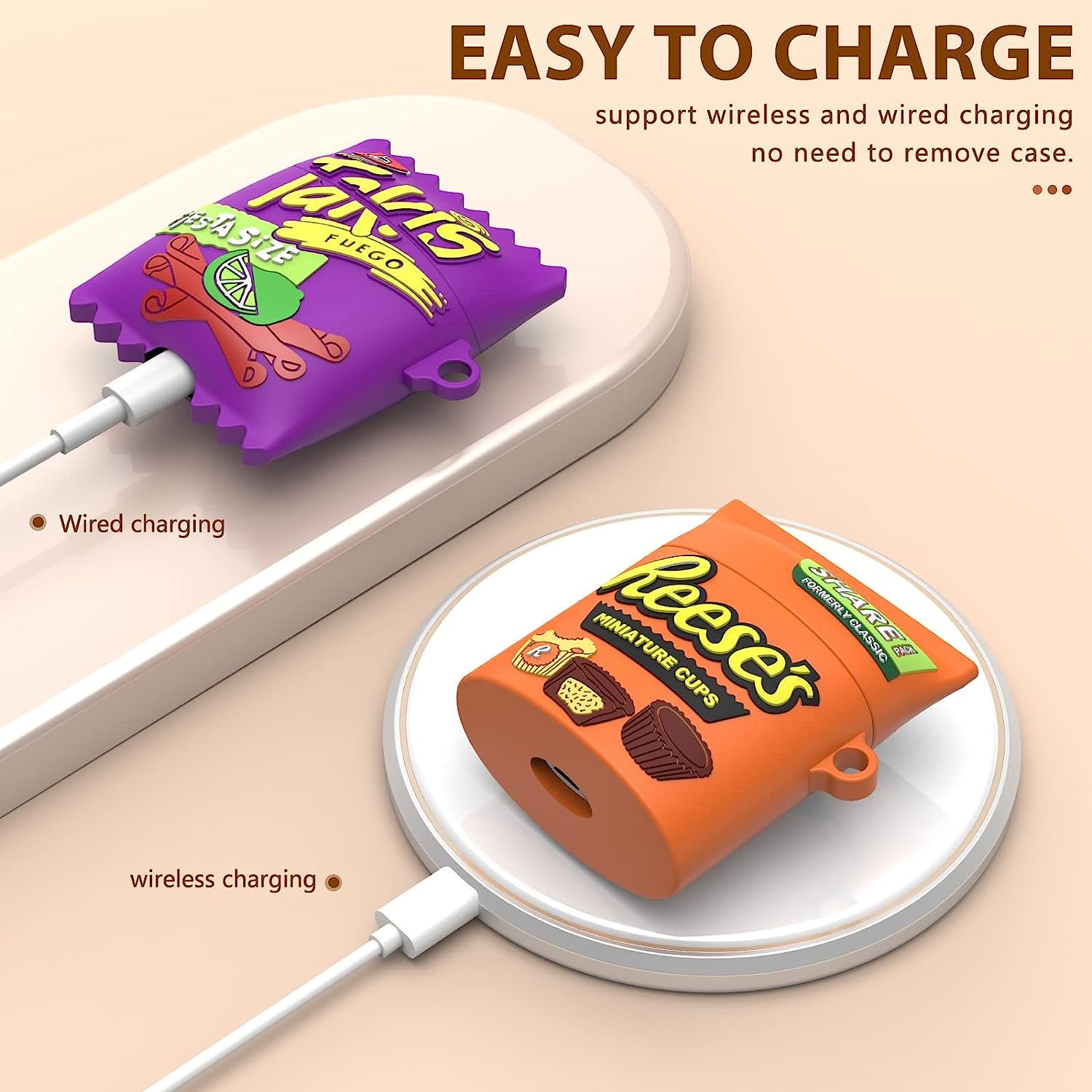 3 Pack Cute Airpod Case for Airpod 2&1,3D Kawaii Cartoon Funny Goldfish Cookie & Takis & Chocolate Food Soft Silicone Protective Cover Accessories Skin for Airpods 1&2 Gen Charging Case for Girls Boys  UGUHY   