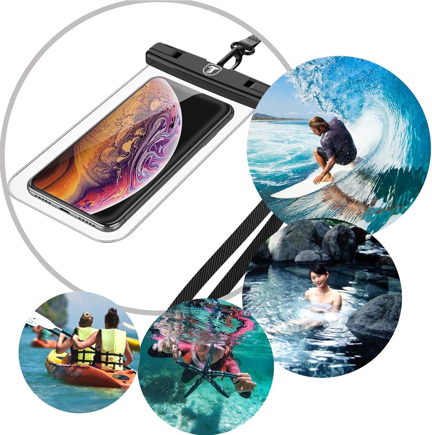 NJJEX Waterproof Phone Pouch [2 Pack] Cell Phone Dry Bag Case for Samsung Galaxy Note 20 Ultra S23 Ultra S22 S21+ S20 S10 S9 A03S A13 A14 A53 A02S A12 A32 A42 A52 Iphone 14 Pro Max 13 12 11 Xs Xr 8 7  NJJEX   