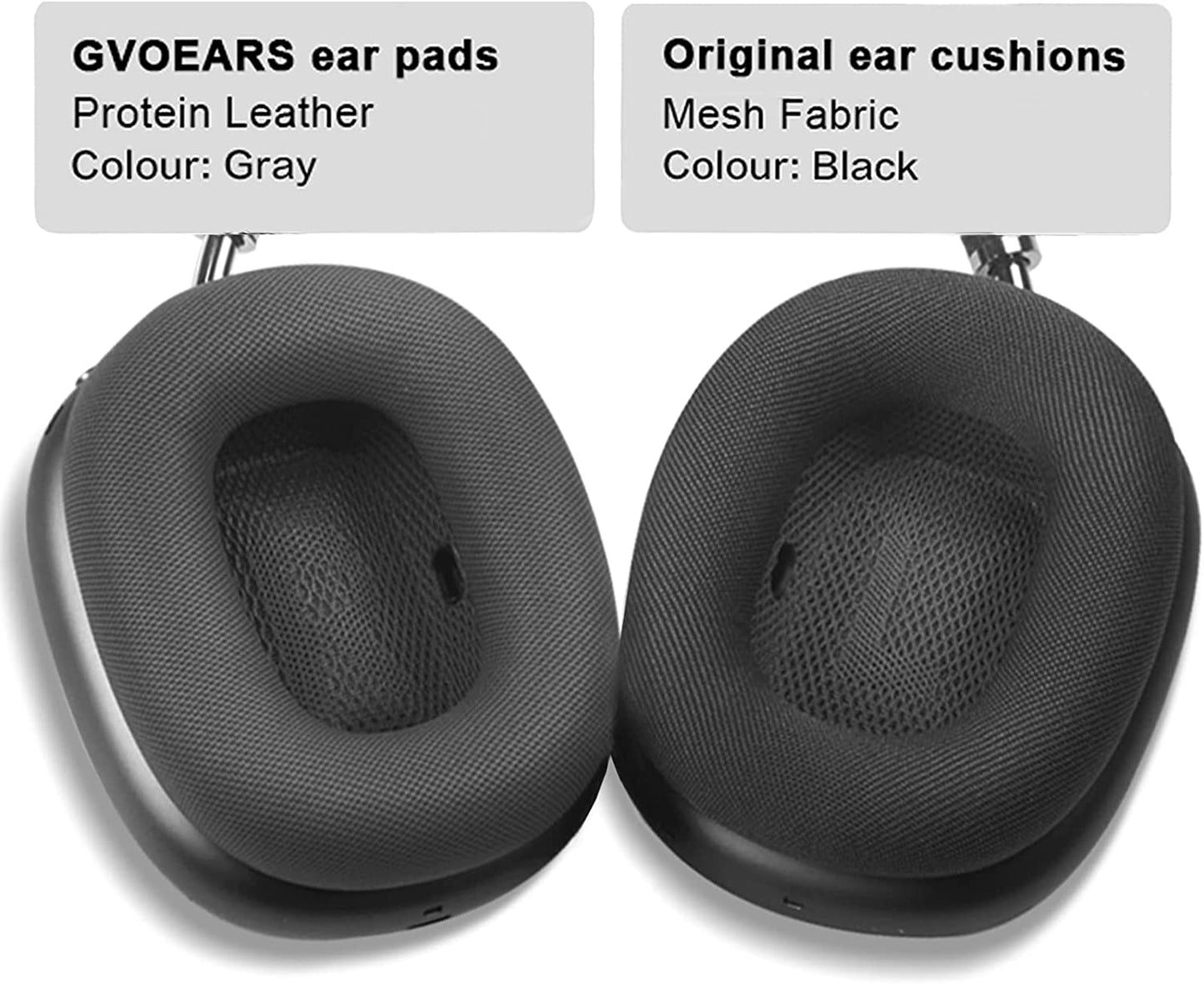 Premium Replacement Ear Cushions for Apple Airpods Max Headphone, Protein Leather Memory Foam Earpads (Protein Leather-Gray)  G GVOEARS   