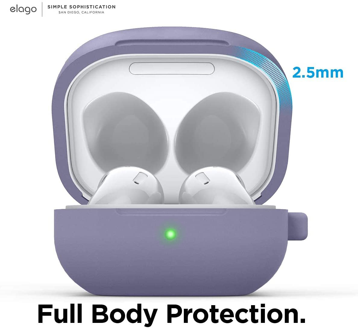 Elago Silicone Hang Case Compatible with Samsung Galaxy Buds 2 Pro Case (2022) / Galaxy Buds 2 Case (2021) / Galaxy Buds Pro Case (2021) / Galaxy Buds Live Case (2020) [Lavender Grey]  elago   