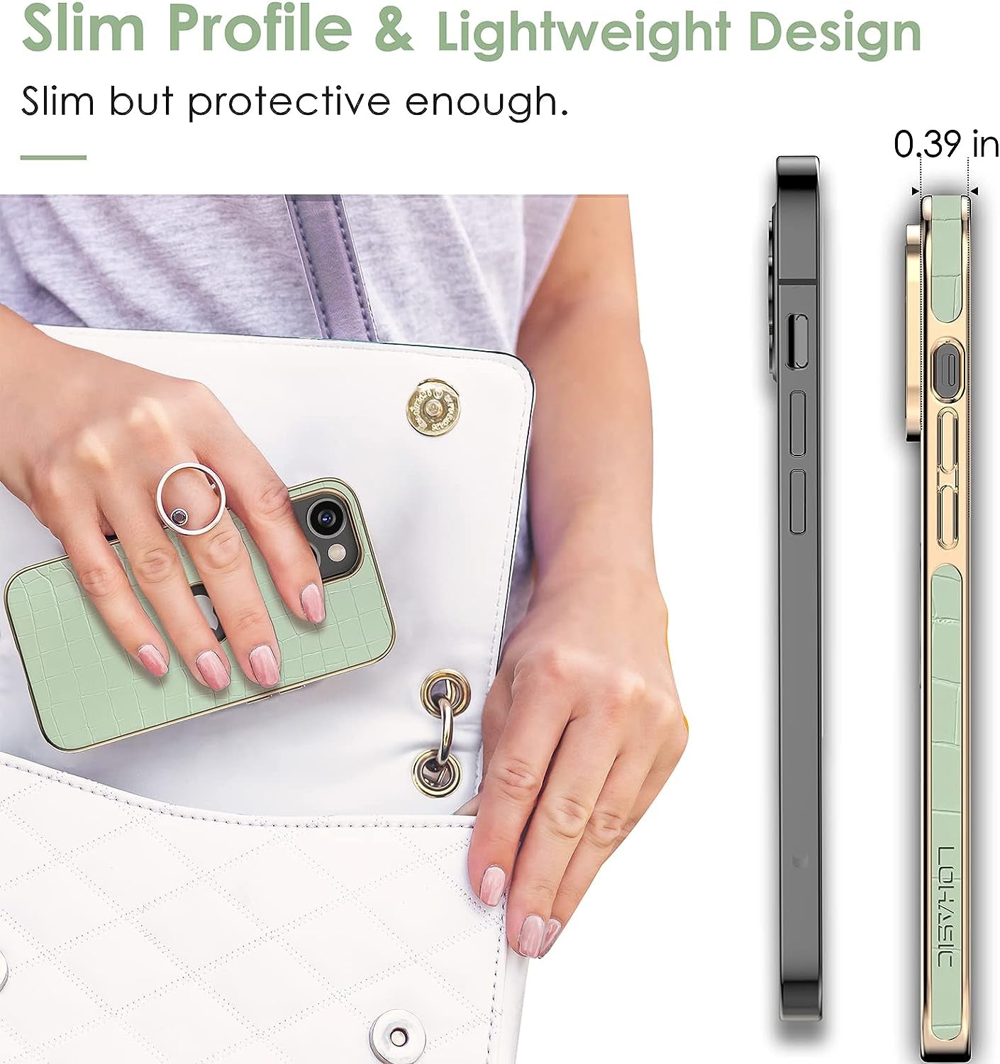 LOHASIC for Iphone 14 plus Cases Women, Crocodile Leather Luxury Phone Cover with Logo Cutout, Thin High-End Designer Snake Skin Non-Slip Girly Cases for Iphone 14 Plus(2022) 6.7" 5G - Light Green  LOHASIC   