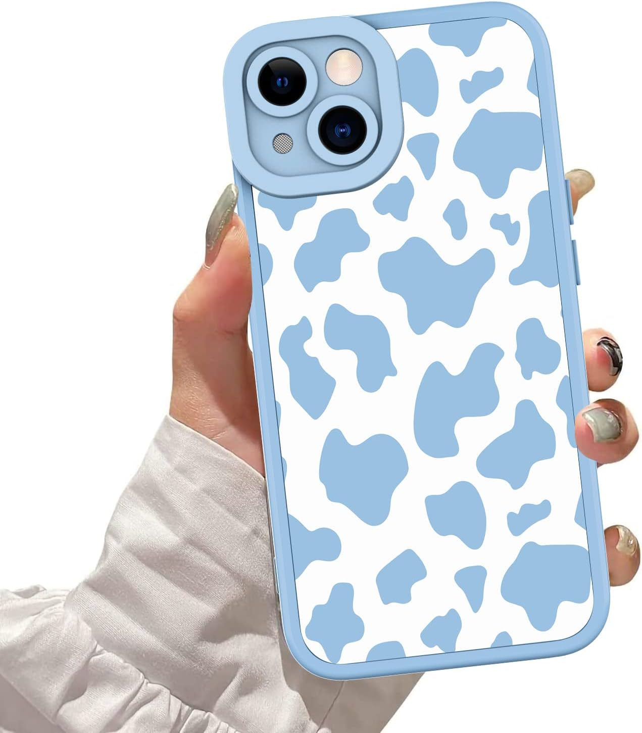 ZIYE for Iphone 13 Case Cow Pattern Phone Case with Camera Protection,Silicone TPU Phone Protective Cover Cheetah Design Cases Compatible with Iphone 13 6.1 Inch  ZIYE Blue-Iphone 13  