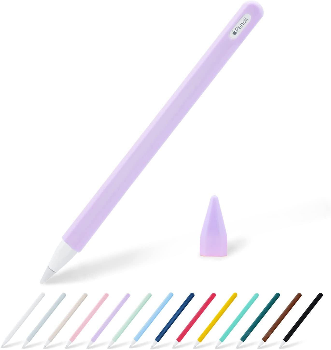 KELIFANG Silicone Case Sleeve Cover Compatible Apple Pencil 2Nd Generation, Cute Pink Protective Skin Holder Grip and Tip Cap Accessories Compatible Ipad Pro 11 12.9 Inch  KELIFANG Purple1  