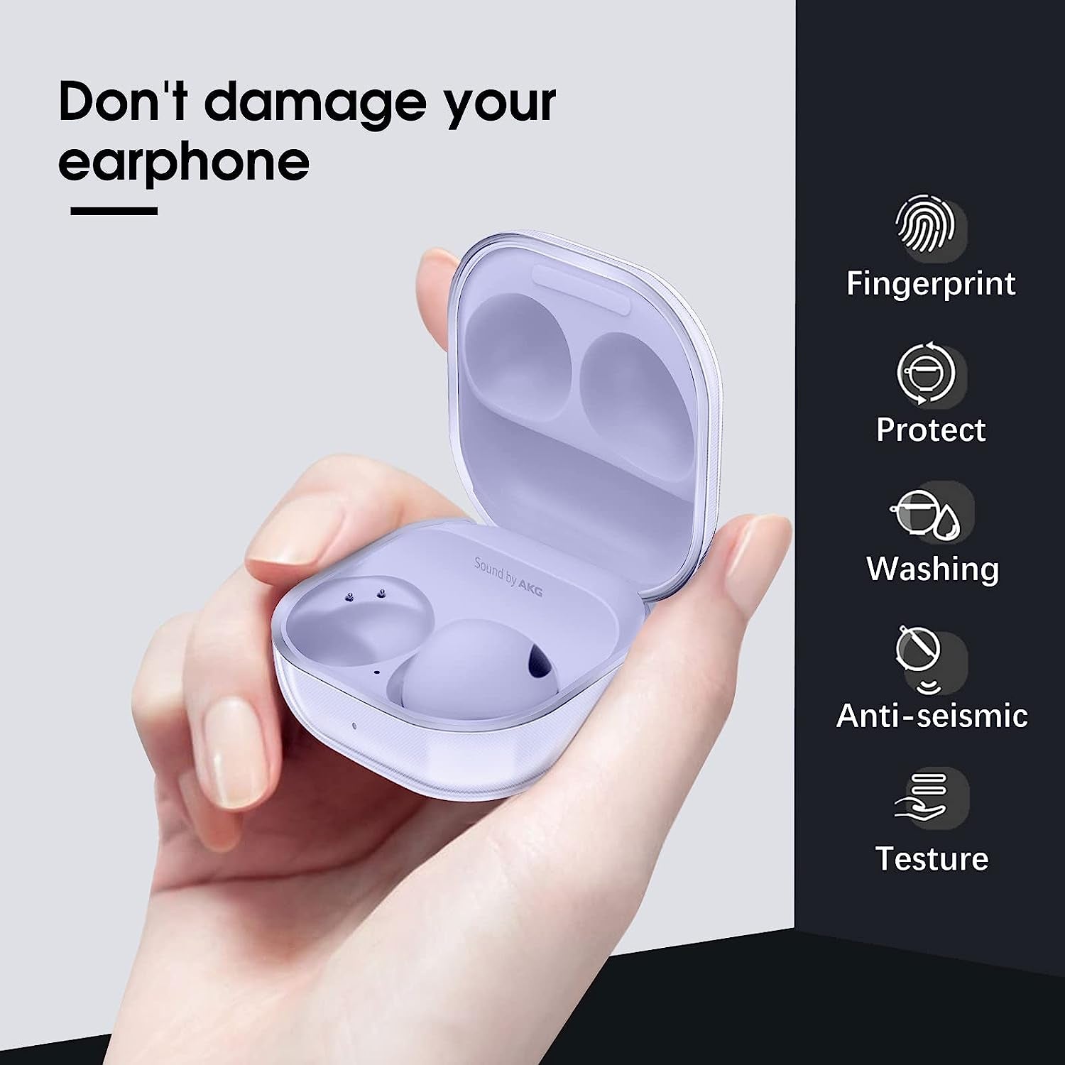 Fintie Case for Samsung Galaxy Buds 2 Pro (2022) / Galaxy Buds 2 (2021) / Galaxy Buds Pro (2021) / Galaxy Buds Live (2020) - Soft TPU Clear Anti-Scratch Protective Cover with Carabiner, Crystal Purple  Fintie   