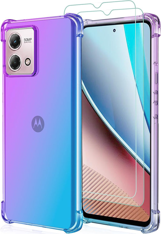 Osophter for Moto G Stylus 2023 4G Case: Translucent Women Girls Boys with Screen Protector Reinforced Corners TPU Shock-Absorption Flexible for Motorola Moto G Stylus 2023 4G Case(Purple Blue)  Osophter   