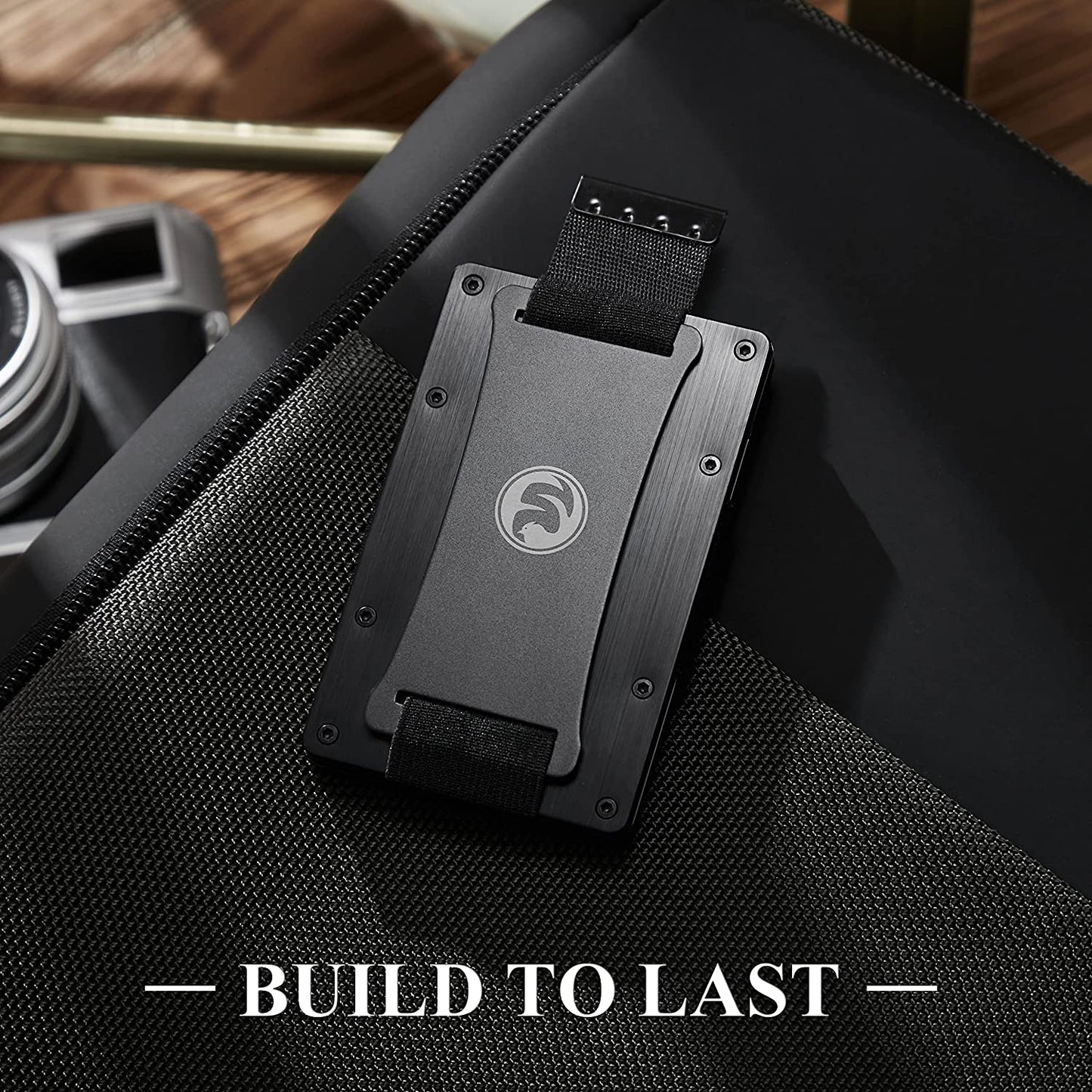 Men Minimalist Metal Engraved Wallet for Son Dad Husband Boyfriend | Slim Front Pocket RFID Blocking Aluminum Tactical Card Holder with Cash Strap | Personalized Birthday Christmas Graduation Gift  FeiYen   