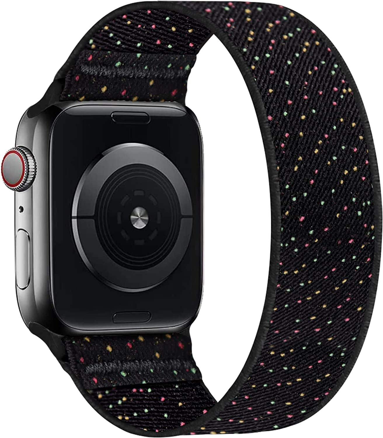 ENJINER Stretchy Nylon Solo Loop Bands Compatible with Apple Watch 38Mm 40Mm 41Mm 42Mm 44Mm 45Mm 49Mm Ultra Iwatch Series 8 7 SE 6 5 4 3 2 1 Strap, Sport Elastic Braided Women Men No Buckles Clasps Replacement Wristband  ENJINER Black Unity 42/44/45/49mm XS(wrists 5.20"-5.71"/132-145mm) 