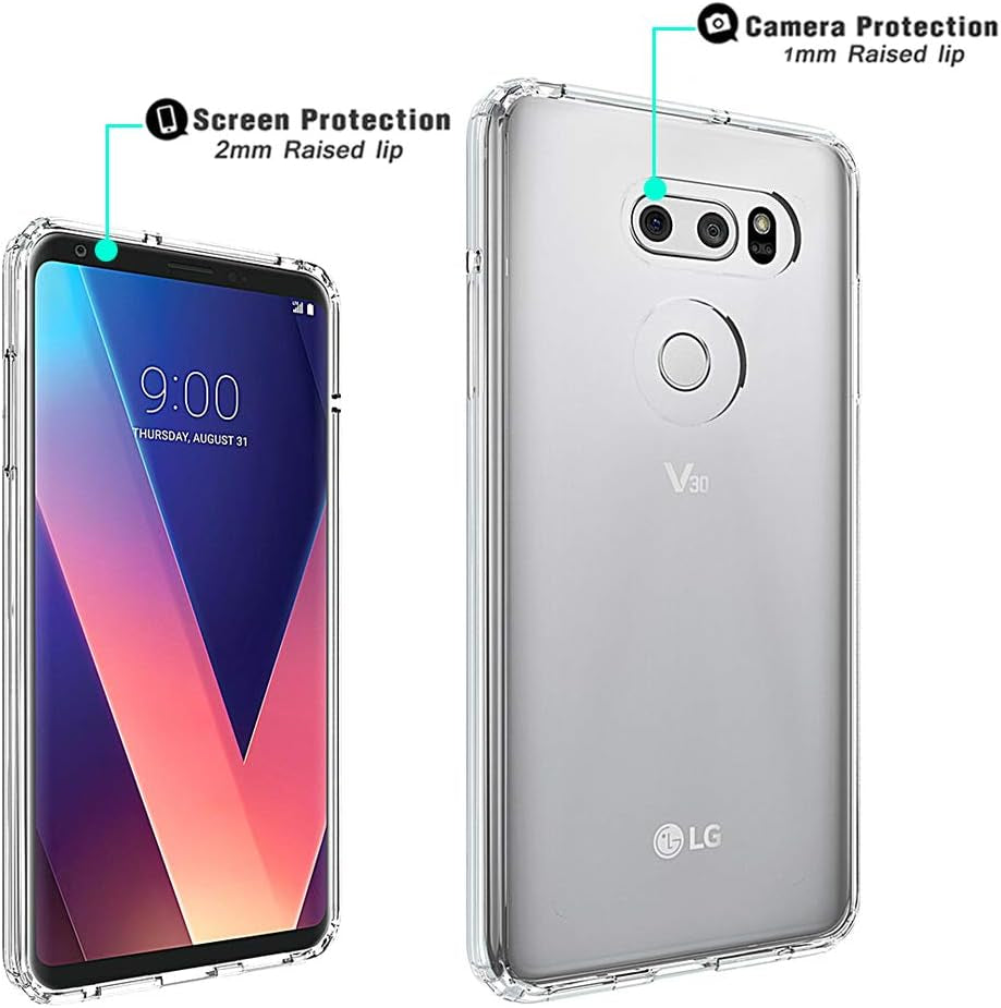 Shinymax LG V30 Clear Case,Lg V30 plus Phone Case,Transparent Hybrid Sturdy Protective Cover Shockproof Slim Case Compatible with LG V30/LG V30S/Lg V30 Plus/Lg V35/LG V35 Thinq W/6.0" Display (2017)  ShinyMax   