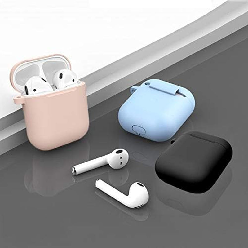 Compatible with Airpods Case Cover Silicone Protective Skin for Airpods Case 2&1 (2 Pack) Black/Sand Pink  Doboli   