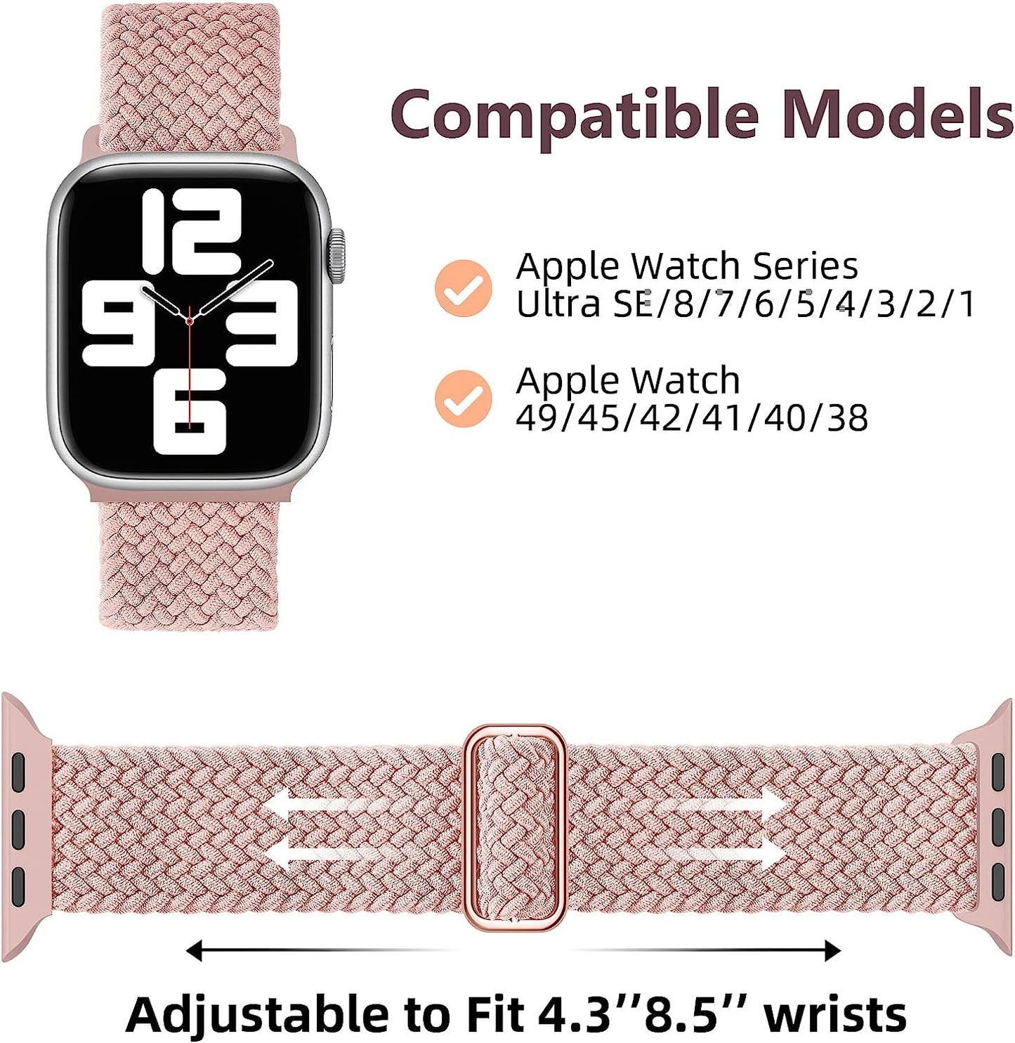 WANLISS Braided Bands Compatible with Apple Watch Band 38Mm 40Mm 41Mm 42Mm 44Mm 45Mm 49Mm for Women Men,Solo Loop Elastic Stretchy Straps Wristbands for Iwatch Series SE 8 7 6 5 4 3 2 Ultra,6Packs  WANLISS   