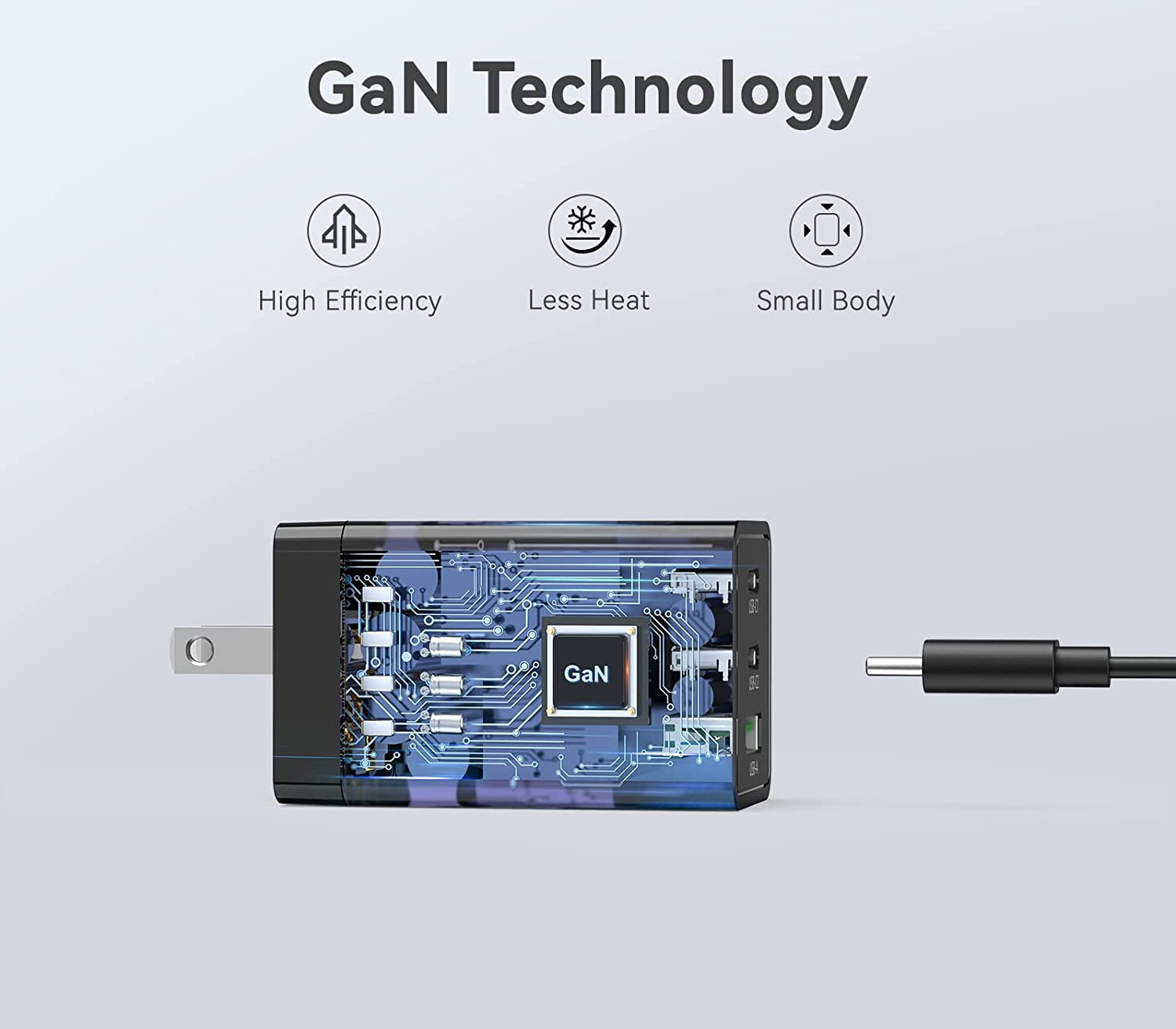 LINTYLE 3-Port USB C Gan Charger 65W PD 3.0 Fast Charger Block USB-C Power Delivery Type C Wall Charger Foldable Adapter for Iphone 14 Pro Max and Macbook Pro/Air, Galaxy S22/S21, Laptop (65W, Black)  LINTYLE   