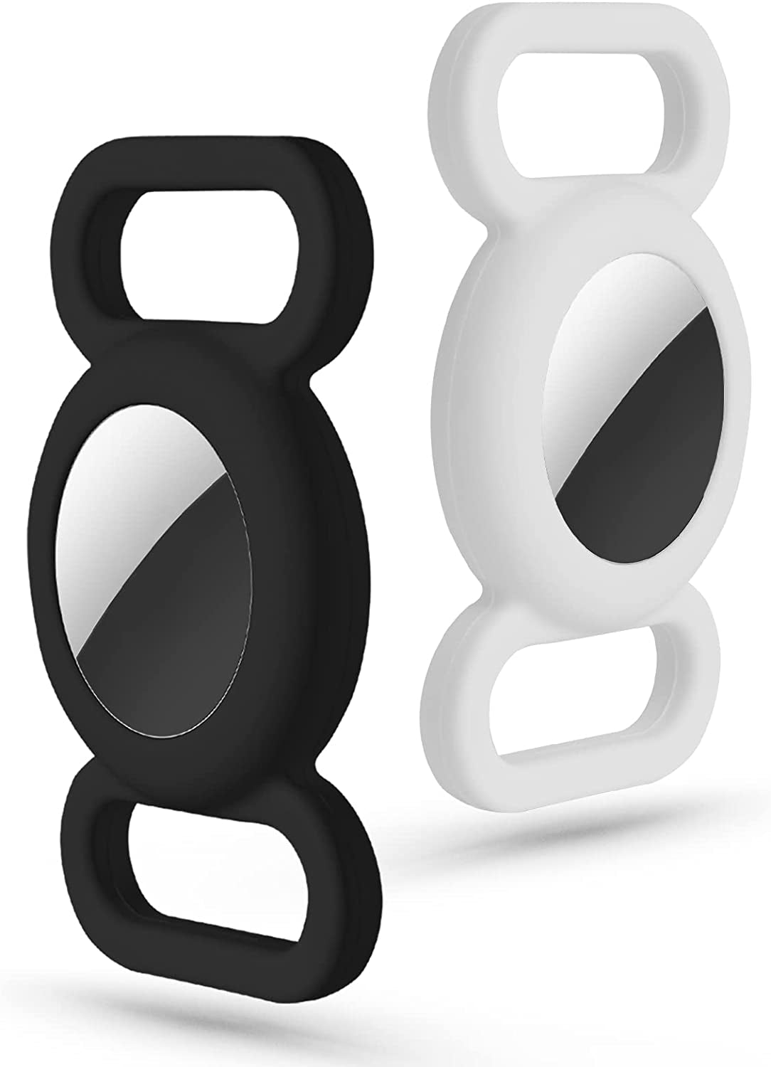 Air Tag Dog Collar Holder(2 Pack), Protective Silicone Pet Collar Case for Apple Air Tag 2021, Anti-Lost Air Tag Case Holder Compatible with Cat Dog Collars Charms & Pets Accessories - Black & White  typecase   