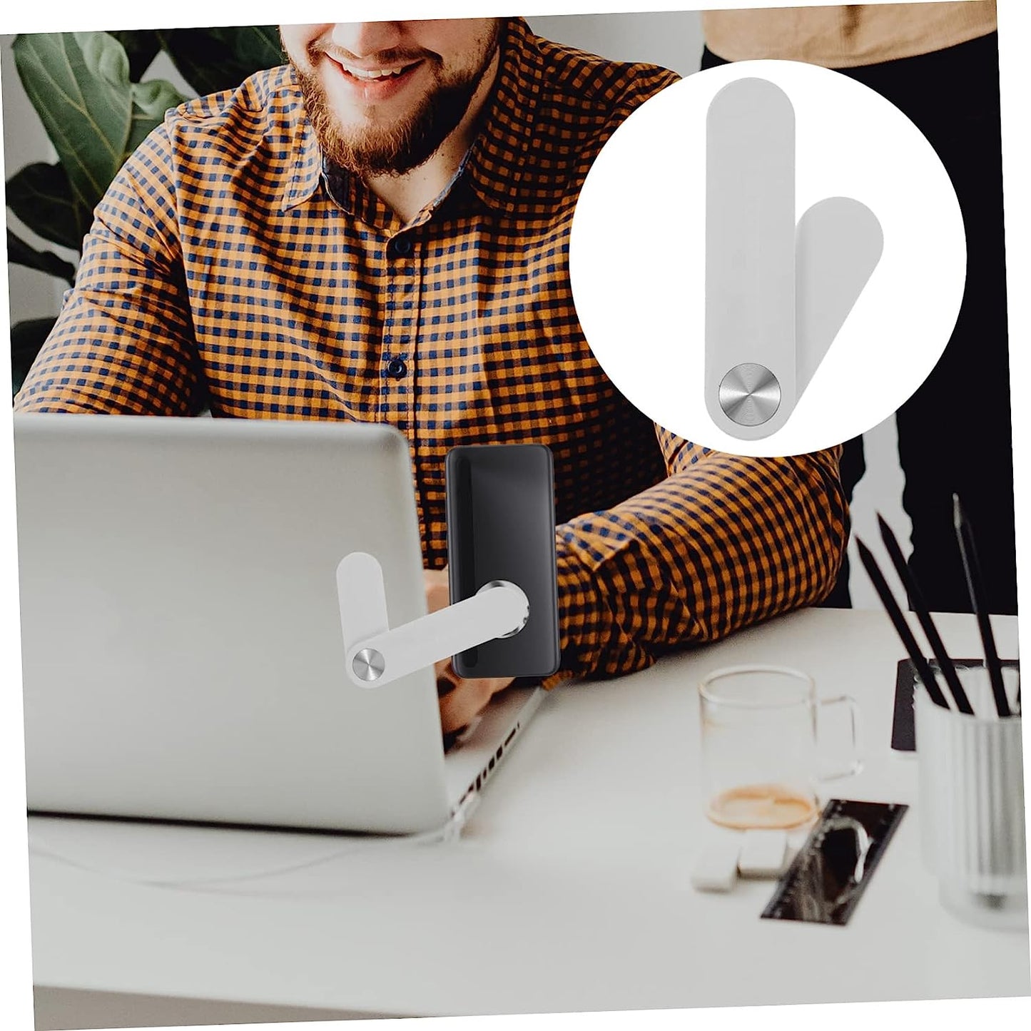 SOLUSTRE 5Pcs White Expansion Extension Adjustable Bracket Mount Screen Foldable Mobile Computer Phone for Compatible with Any Magnetic Monitor Laptop Side Holder  SOLUSTRE   