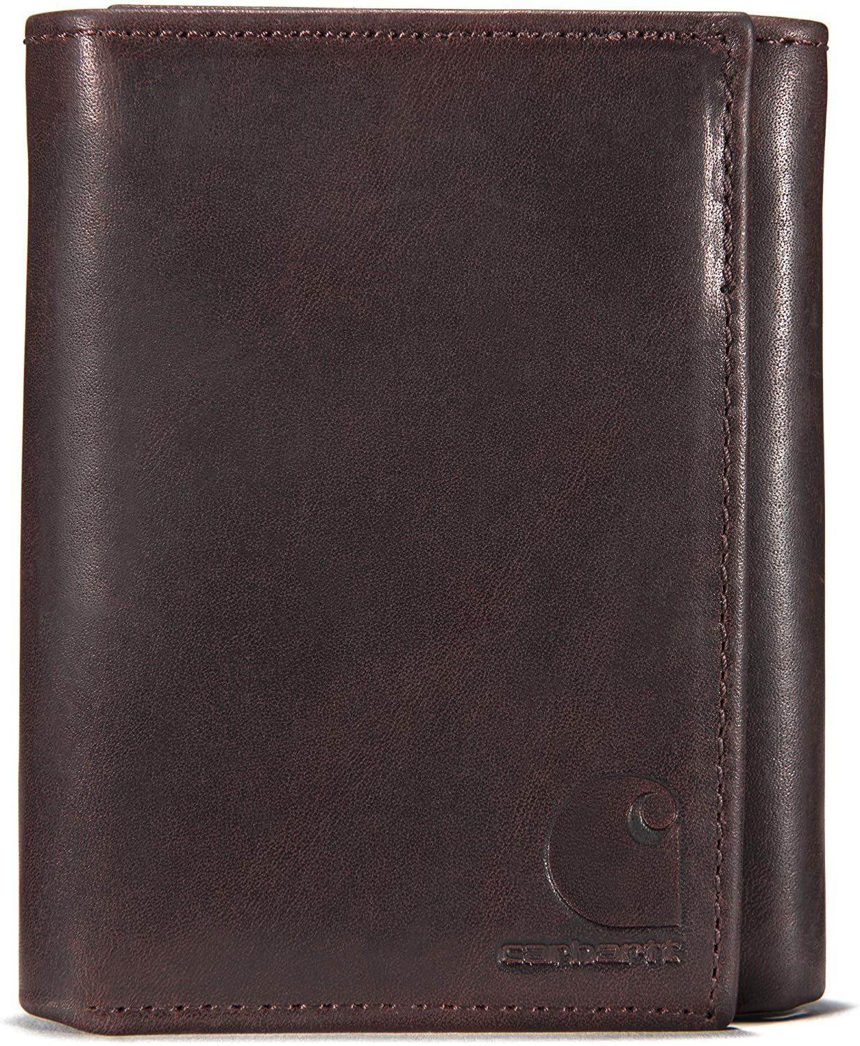 Carhartt Men'S Trifold, Durable Wallets, Available in Leather and Canvas Styles  Signature Products Group (SPG) Oil Tan Leather (Brown)  