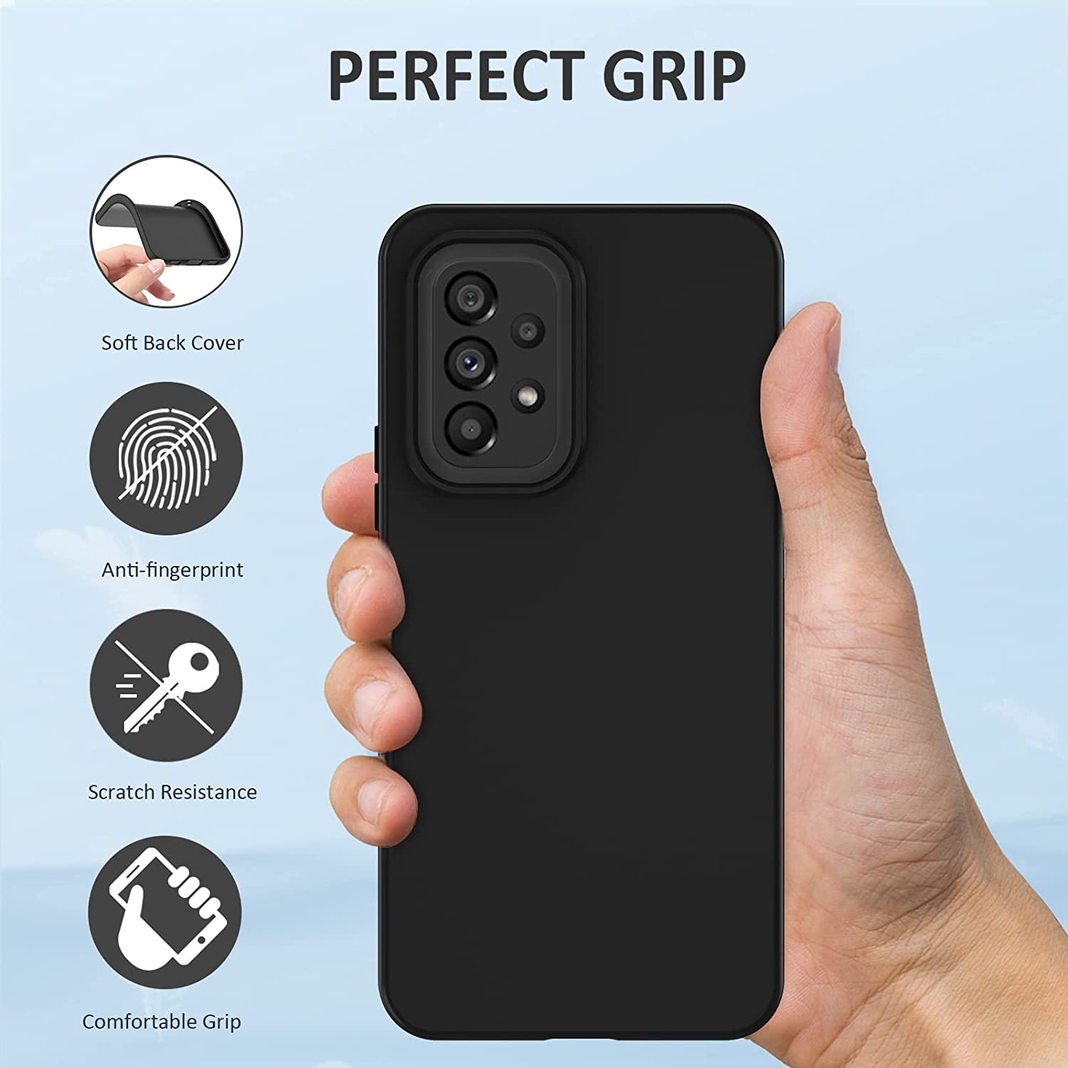 PUJUE for Samsung Galaxy A53 5G Case: Shockproof Protective Phone Cases - Soft Silicone TPU Slim Cell Shell - Cute Durable Rugged Matte Phone Covers (Black)  PUJUE   
