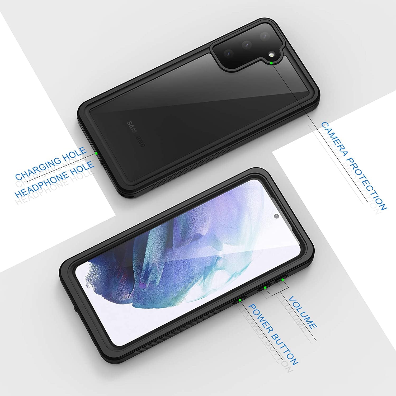 Lanhiem Samsung Galaxy S21 Case, IP68 Waterproof Dustproof Case with Built-In Screen Protector, Rugged Full Body Shockproof Protective Phone Cover for Galaxy S21 5G 6.2 Inch, Black  Lanhiem   
