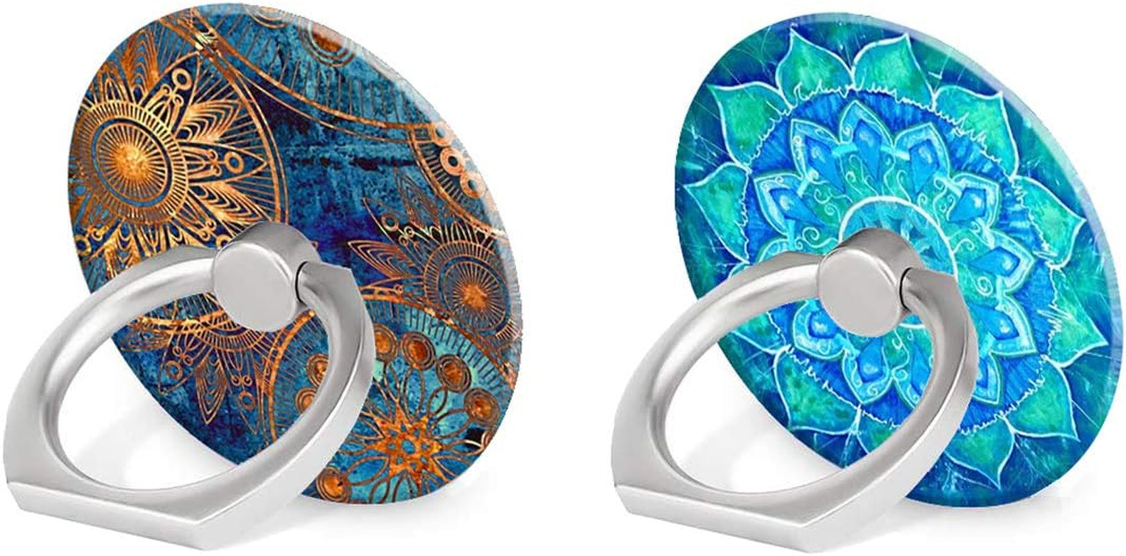 BYBART Phone Ring Holder, 2PCS Metal 360° Rotation Phone Grip Kickstand Universal Finger Ring Stand Compatible with All Smartphone Tablet - Purple Lotus Flower  BYBART 2  