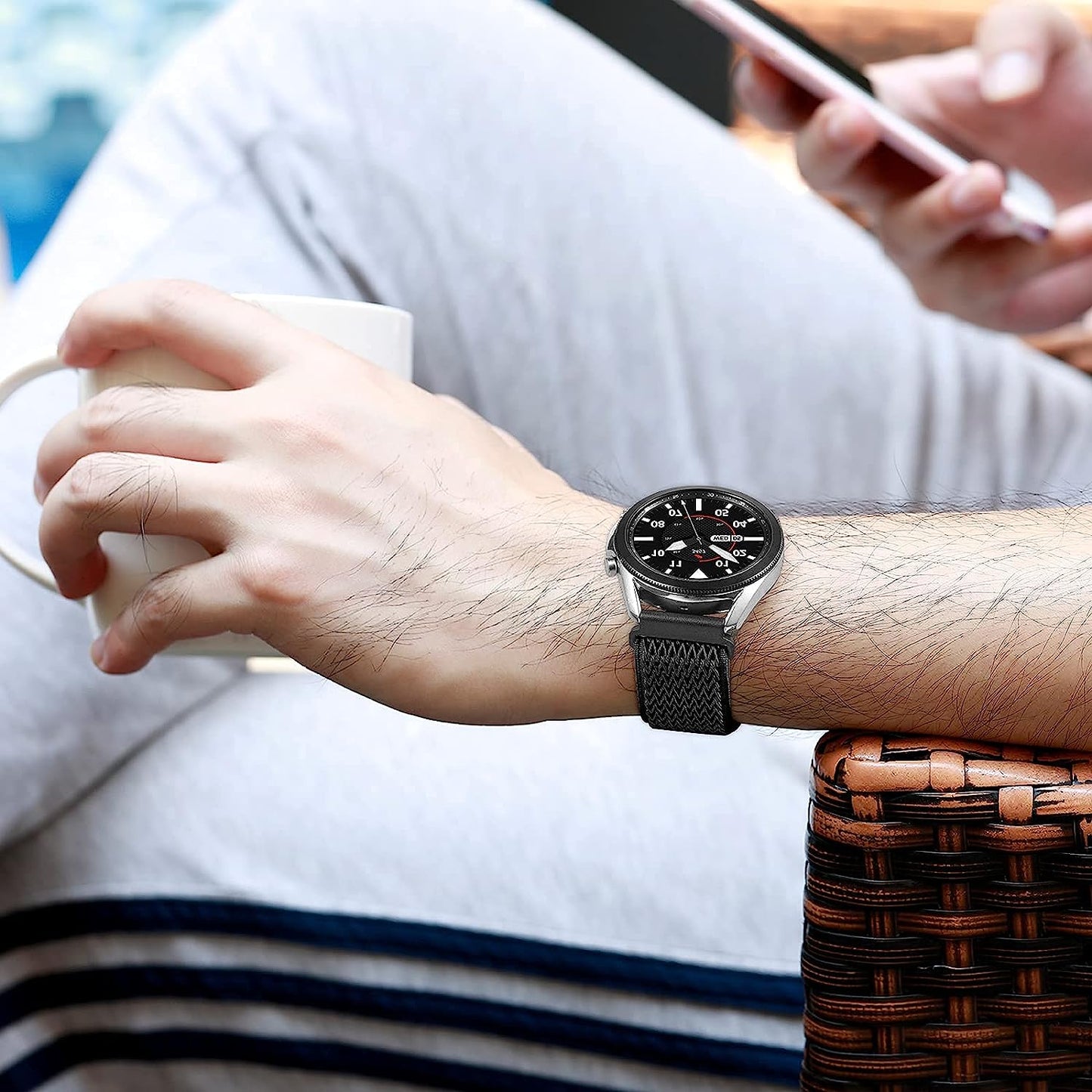 Easuny 22Mm Watch Bands Compatible for Samsung Galaxy Watch 3 45Mm Band/Galaxy Watch 46Mm/Gear S3 Frontier, Stretchy Adjustable Elastic Nylon Woven Loop Wristband for Men Women  Easuny   