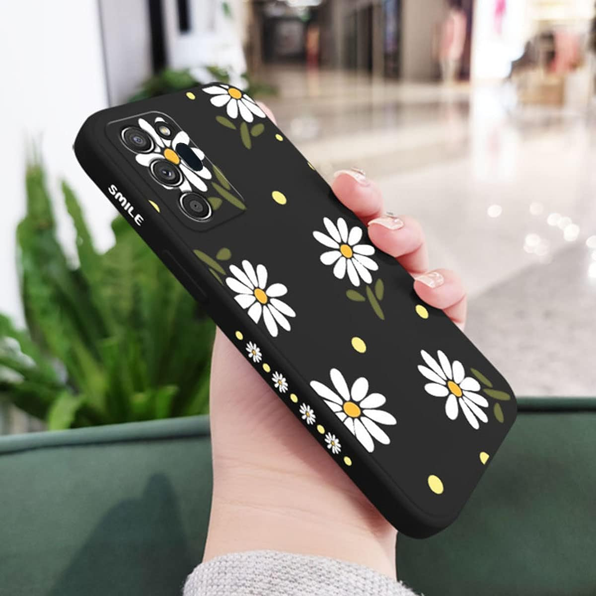 Sunswim for Galaxy Note 20 Ultra Case Cute Daisy Pattern Full Camera Lens Protection Shockproof TPU Bumper Liquid Silicone Protective Cover Phone Cases for Samsung Galaxy Note 20 Ultra 5G 6.9"-Black  Sunswim   